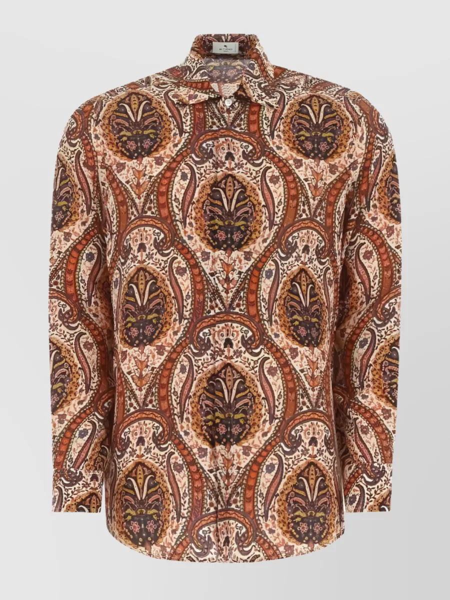Shop Etro Silk Paisley Button-up Shirt In Brown
