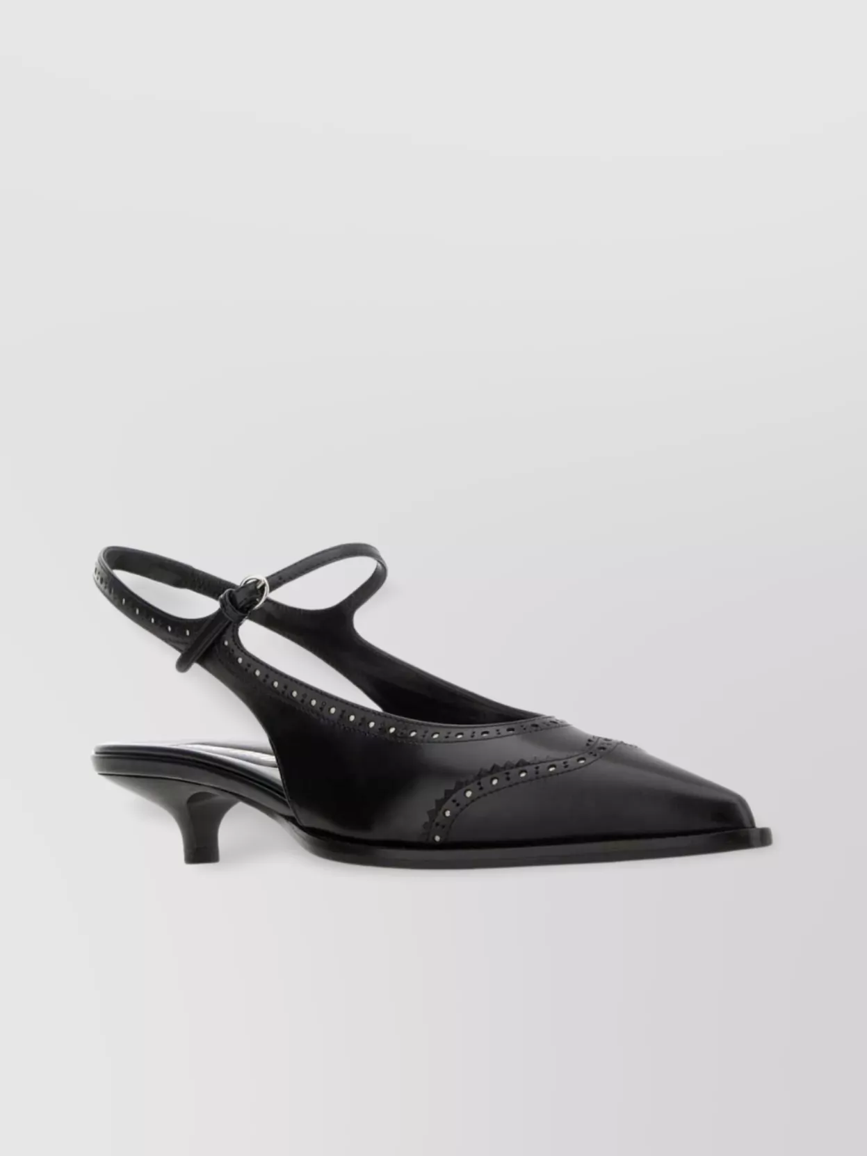 Miu Miu Leather Brogue Pumps With Kitten Heel