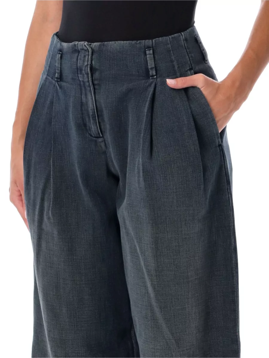 Golden Goose Denim High-Rise Pleated Wide-Leg Jeans