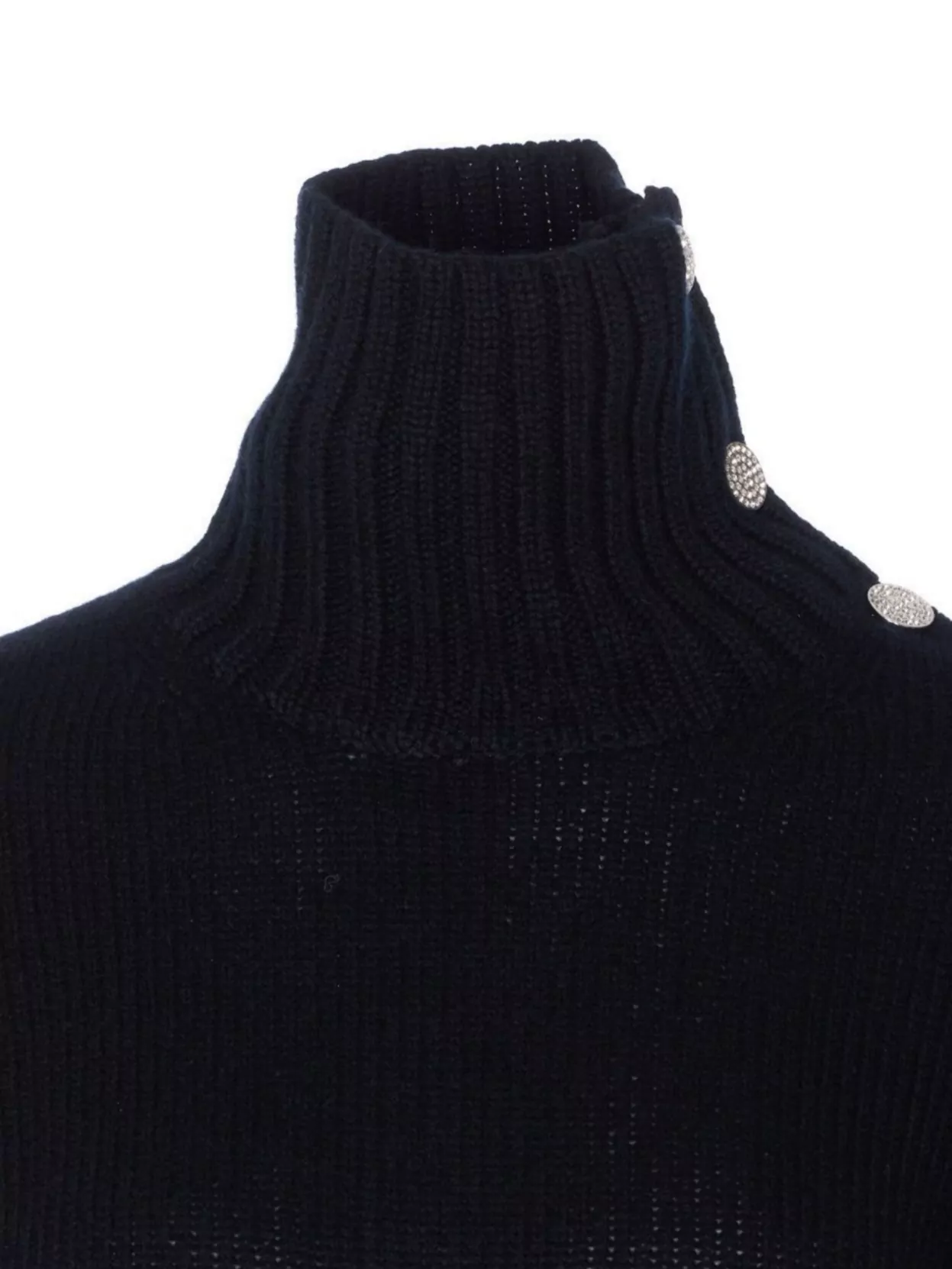 Zadig & Voltaire High Neck Knitwear With Jewel Button Accents In Black