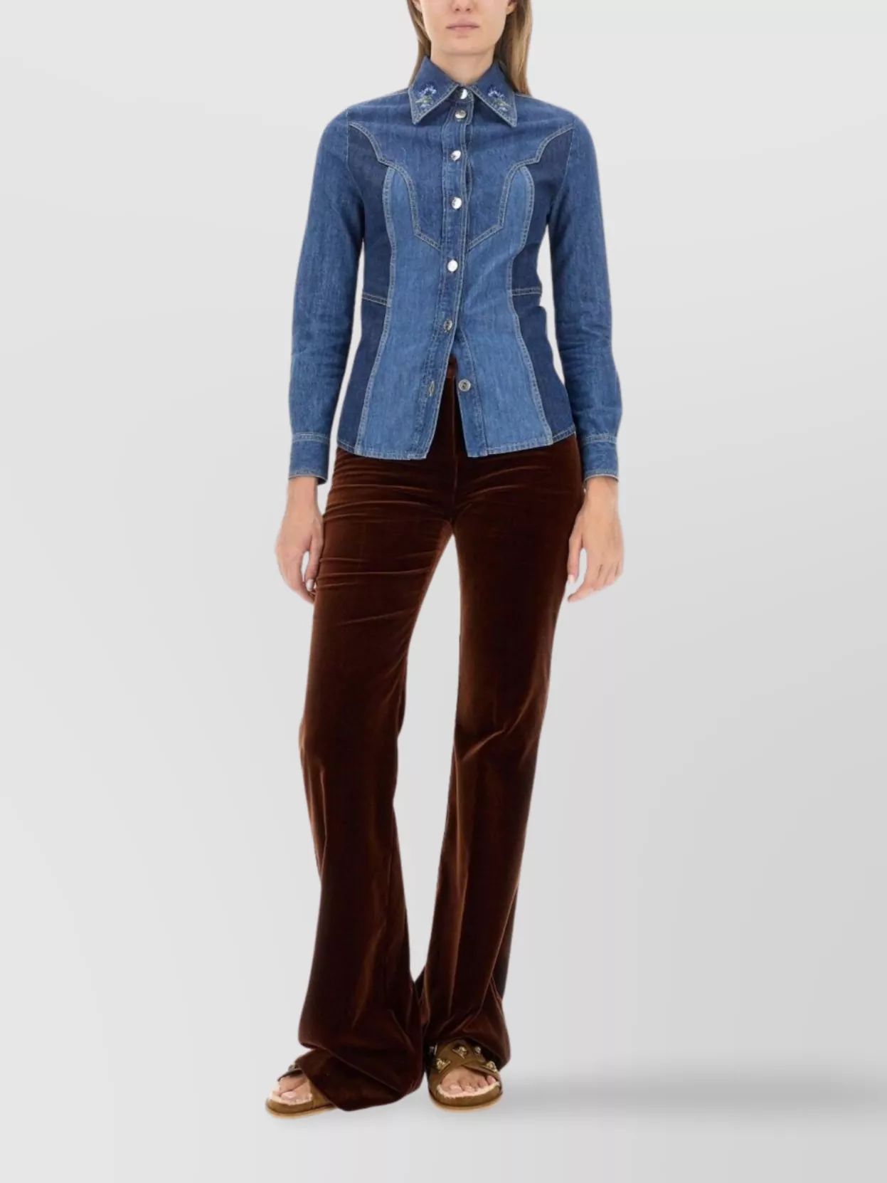 Etro Denim Design Slim Fit Shirt
