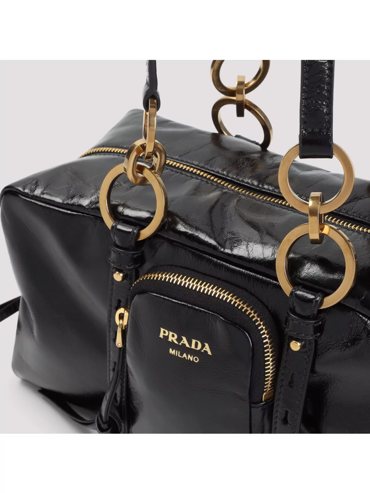 Prada Calf Leather Tote Bag With Top Handles