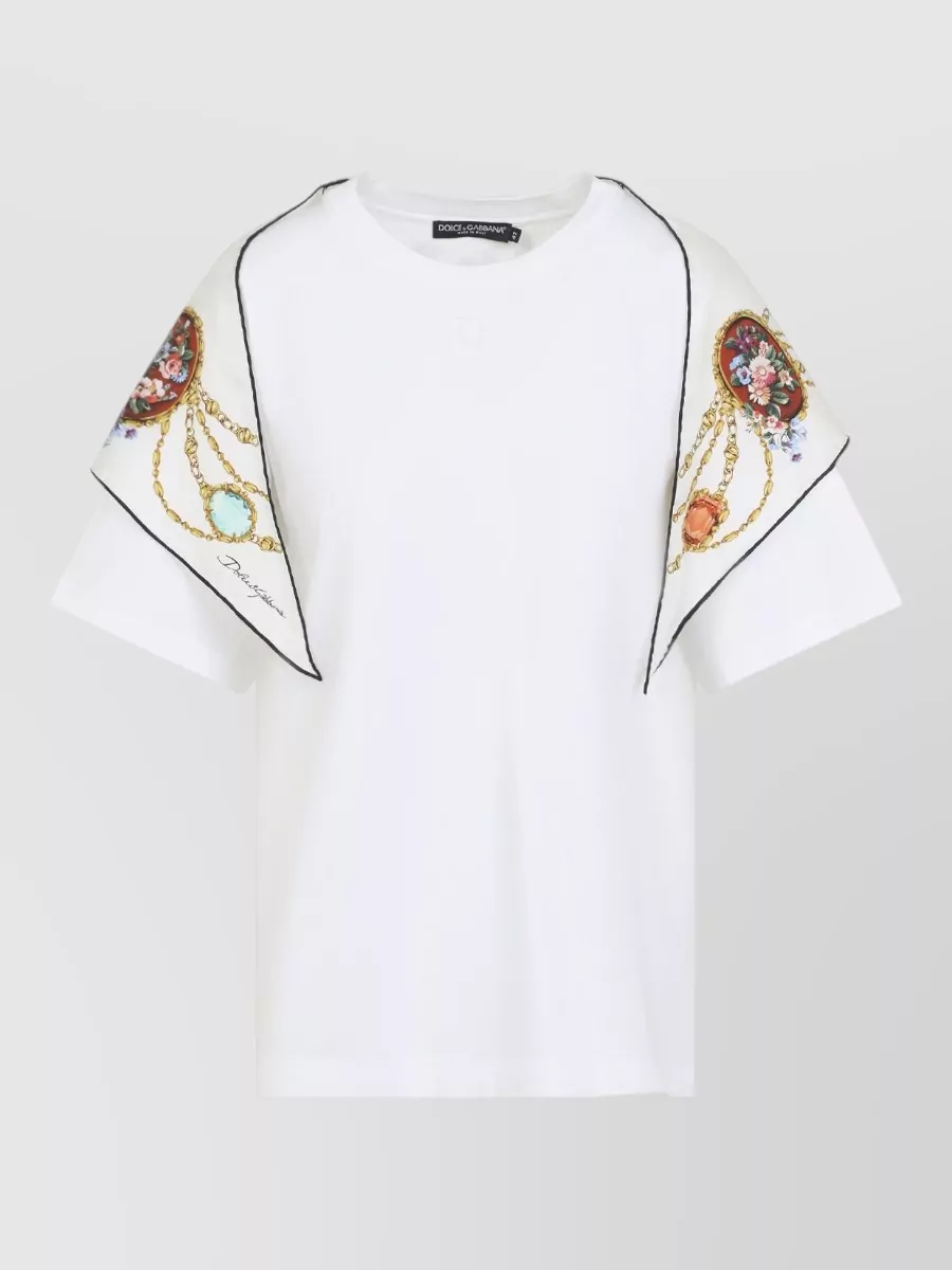 Dolce&Gabbana Graphic Print Short Sleeve Round Neck Top