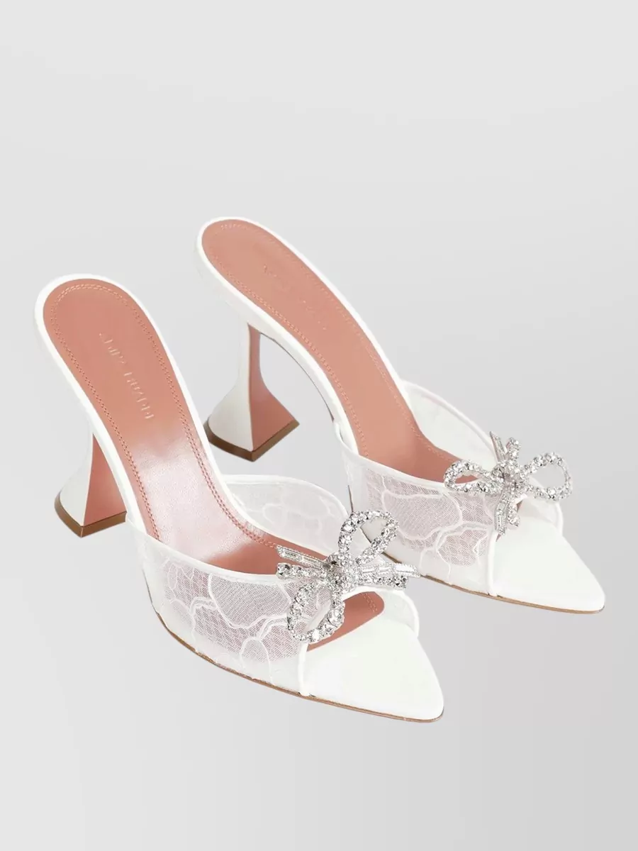Amina Muaddi Crystal-Embellished Lace Mules