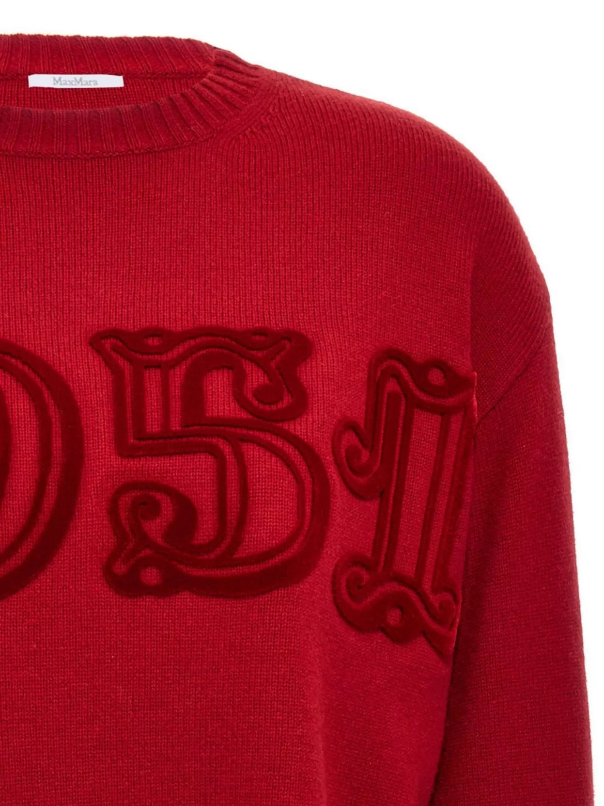 Max Mara Logo Wool And Cashmere Jumper In Red