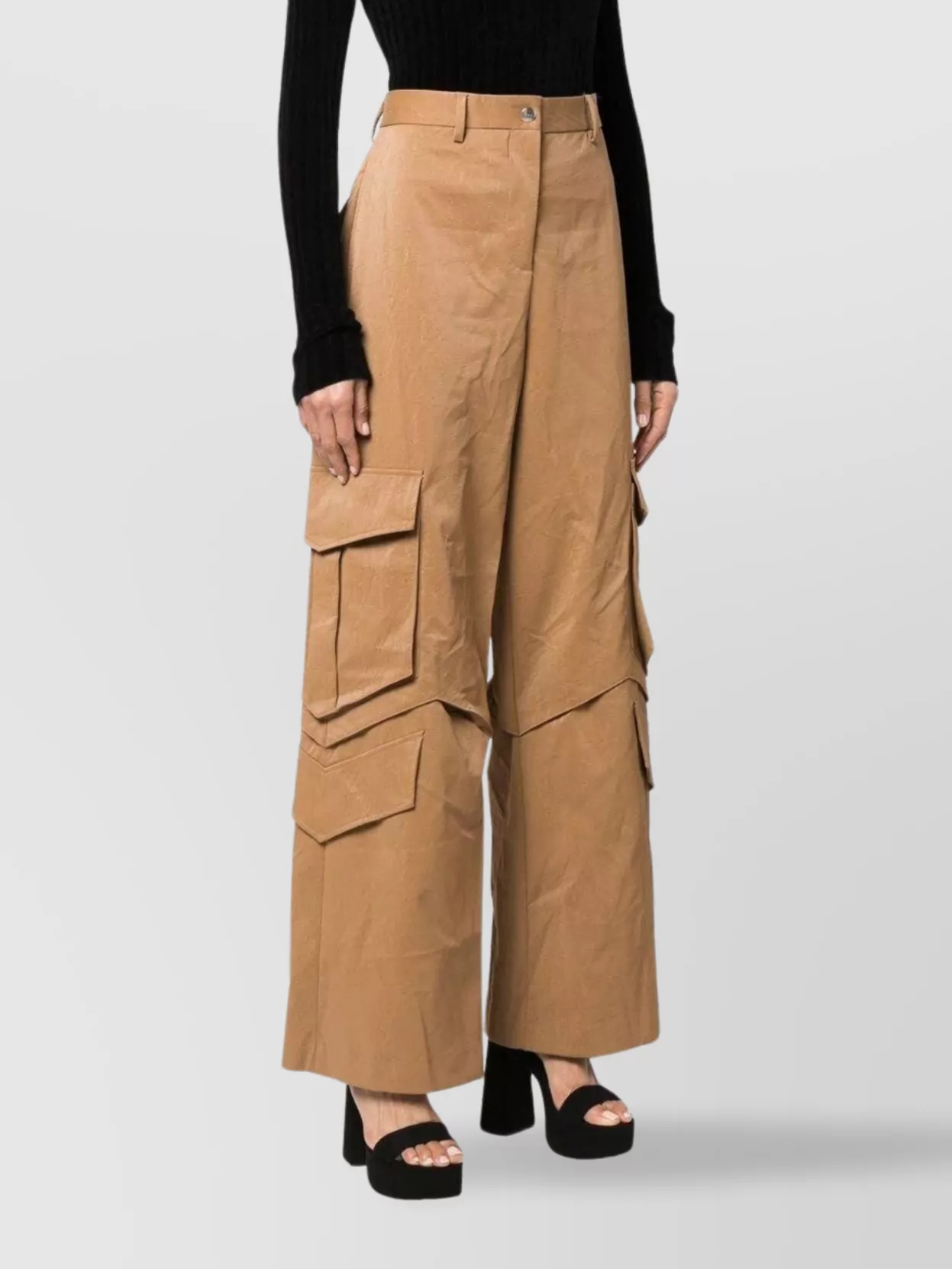 Msgm Cargo Trousers With Multiple Pockets In Brown
