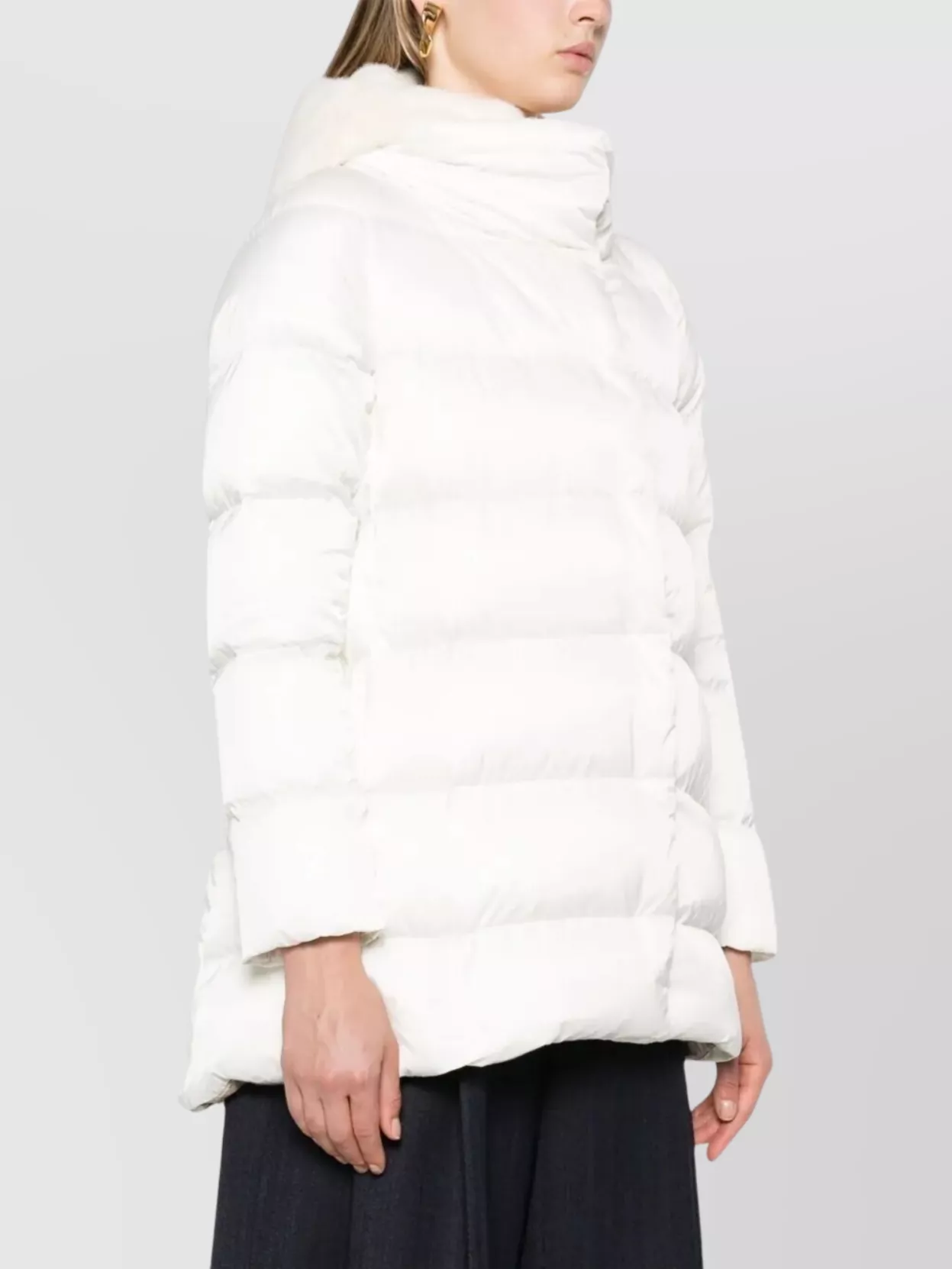 Herno Satin Down Jacket With Faux Fur Hood