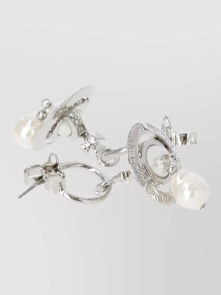 Vivienne Westwood Crystal And Pearl Drop Earrings
