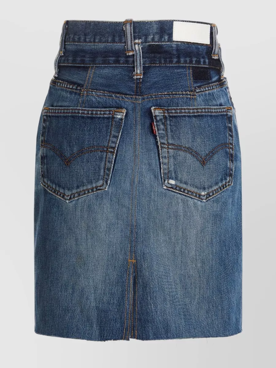 Re/Done Denim High-Rise Pencil Skirt