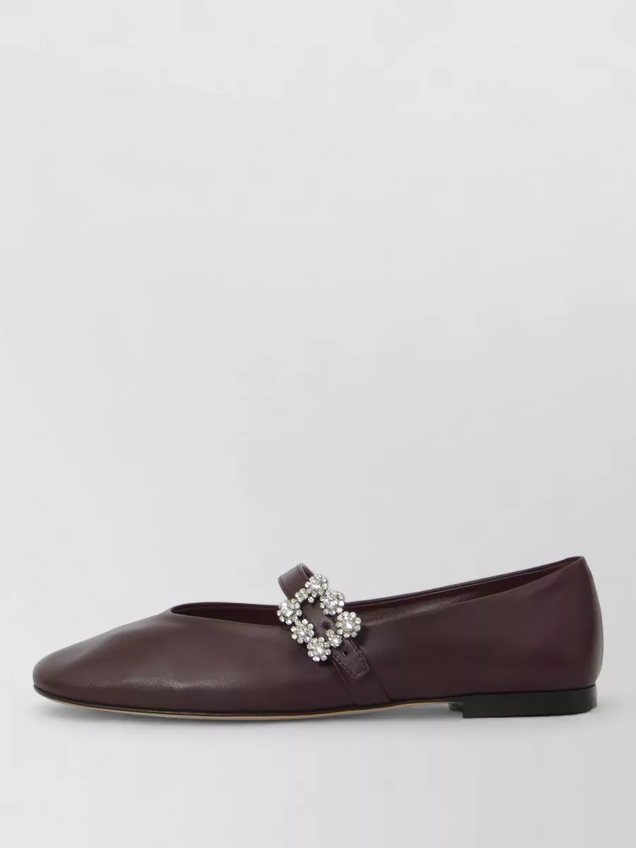 Roger Vivier Leather Strap Ballerina Flats
