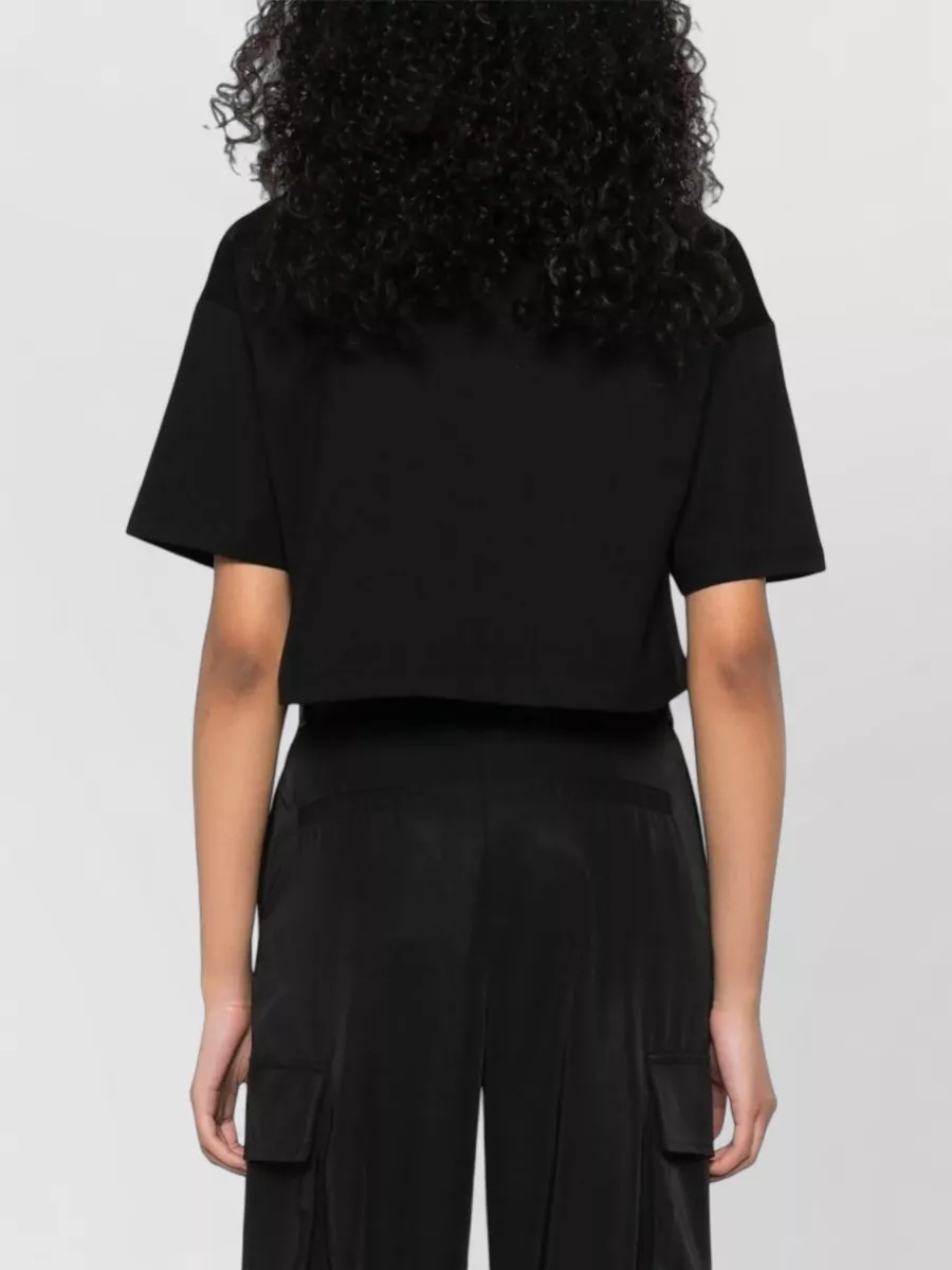 Balmain Cropped Silk Blend Crew Neck Top