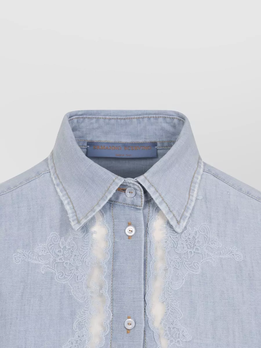 Ermanno Scervino Shirt Collared Neck Lace Detailing Long Sleeves