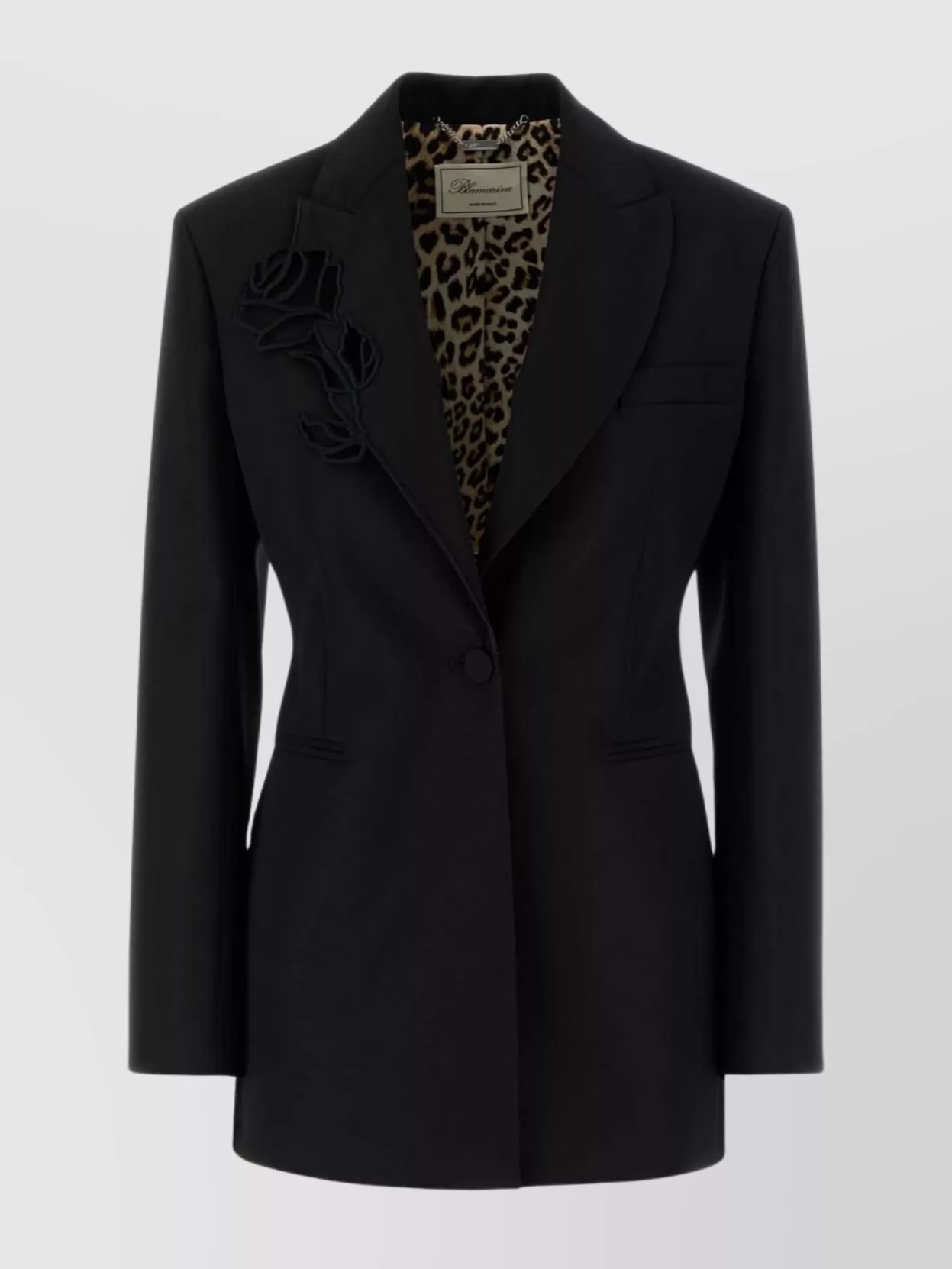 Blumarine Wool Blazer Flower Detail In Black