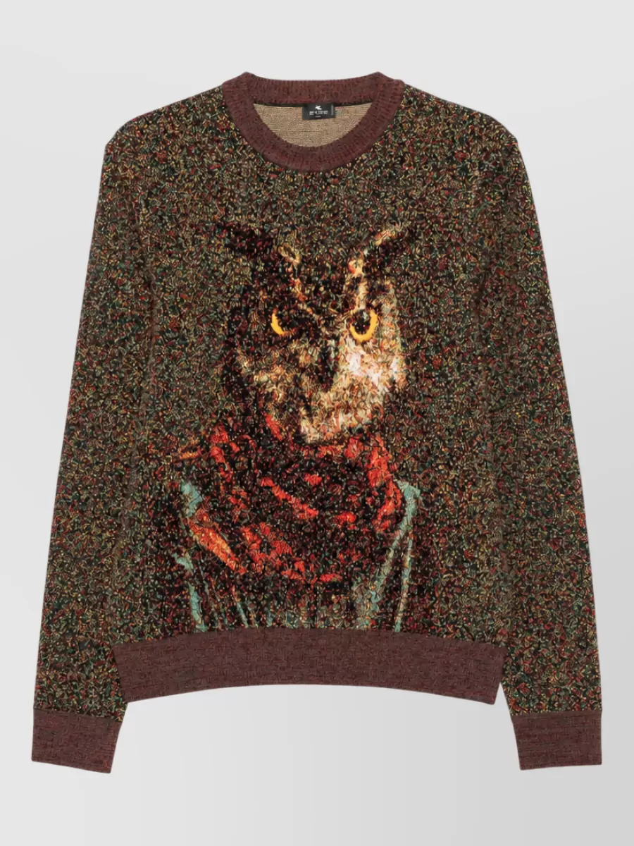 Etro Wool Blend Ribbed Crew Neck Sweater