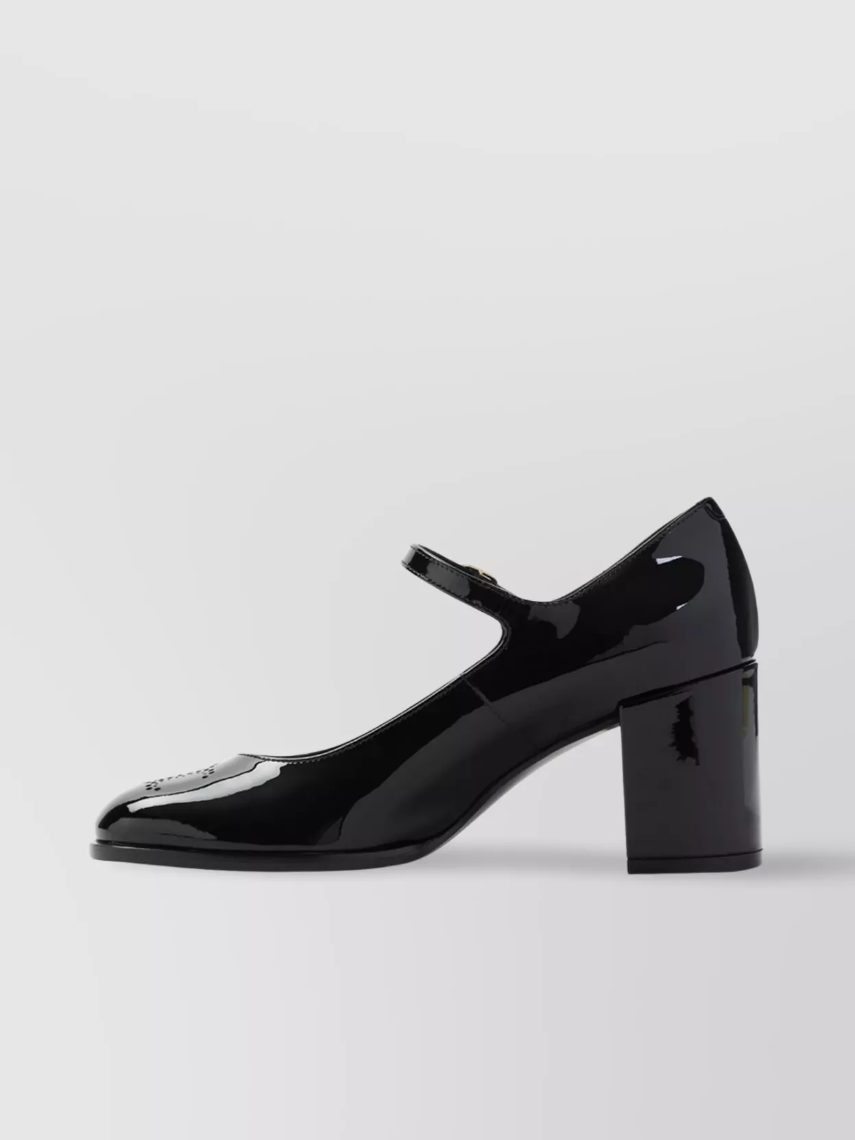 Shop Celine Perforated Triomphe Logo Block Heel Pumps In Black