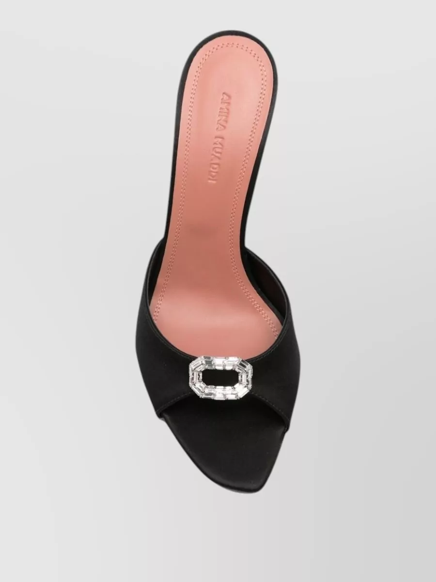 Amina Muaddi Silk Crystal-Embellished Camelia Mule Sandals