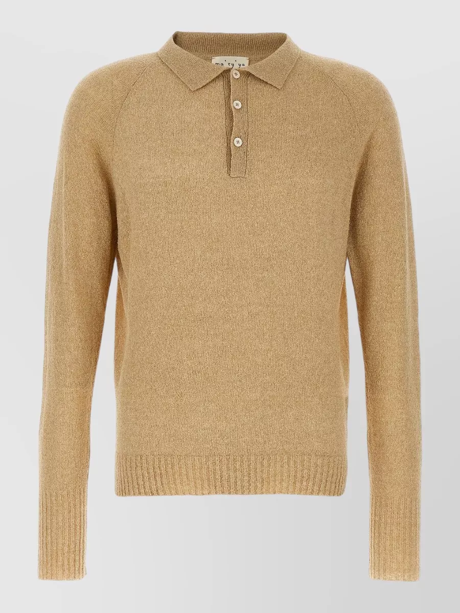 Ma'ry'ya bouclé cotton long-sleeve polo shirt