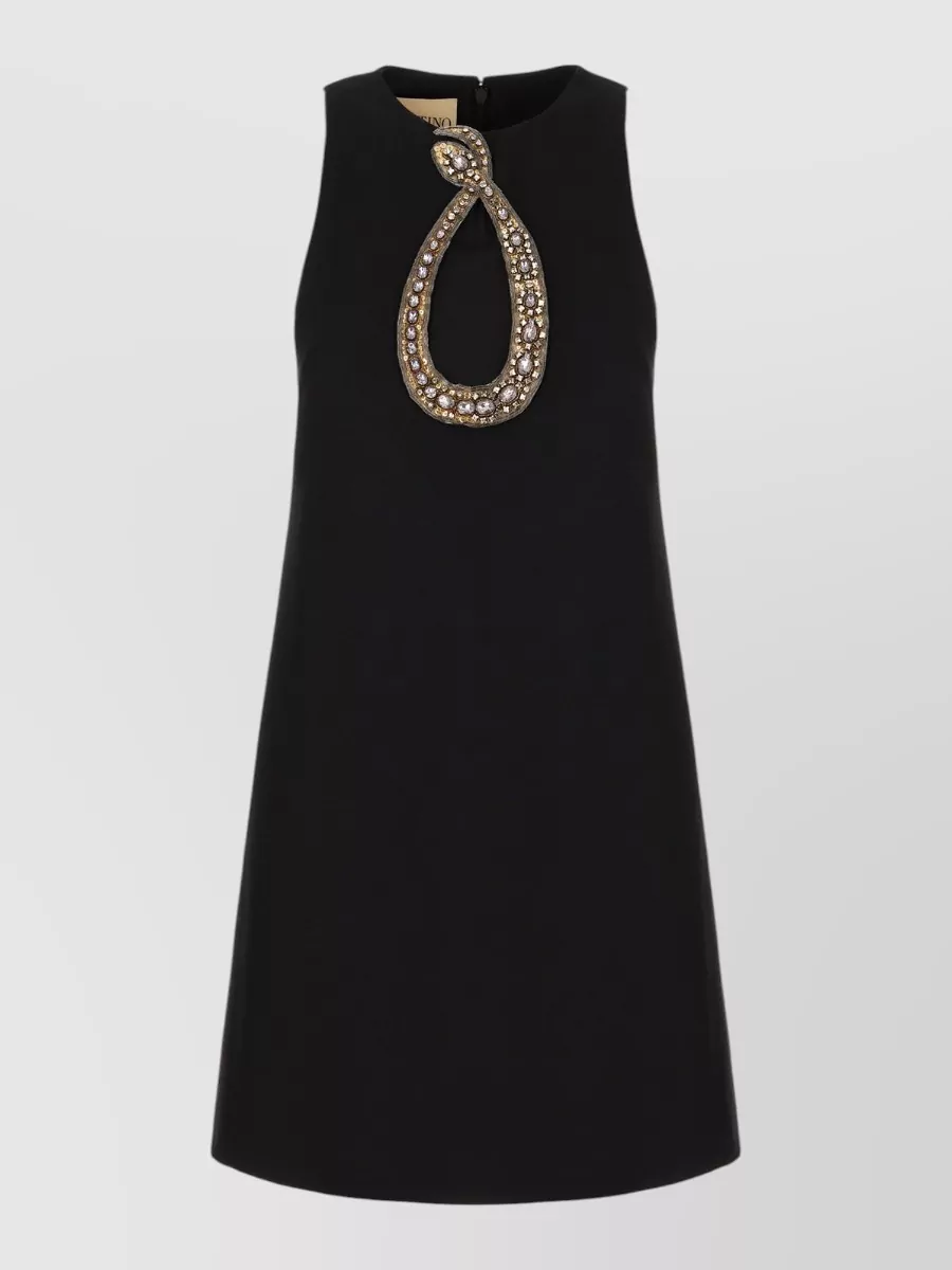 Valentino Garavani Silk wool sleeveless embellished cutout mini dress