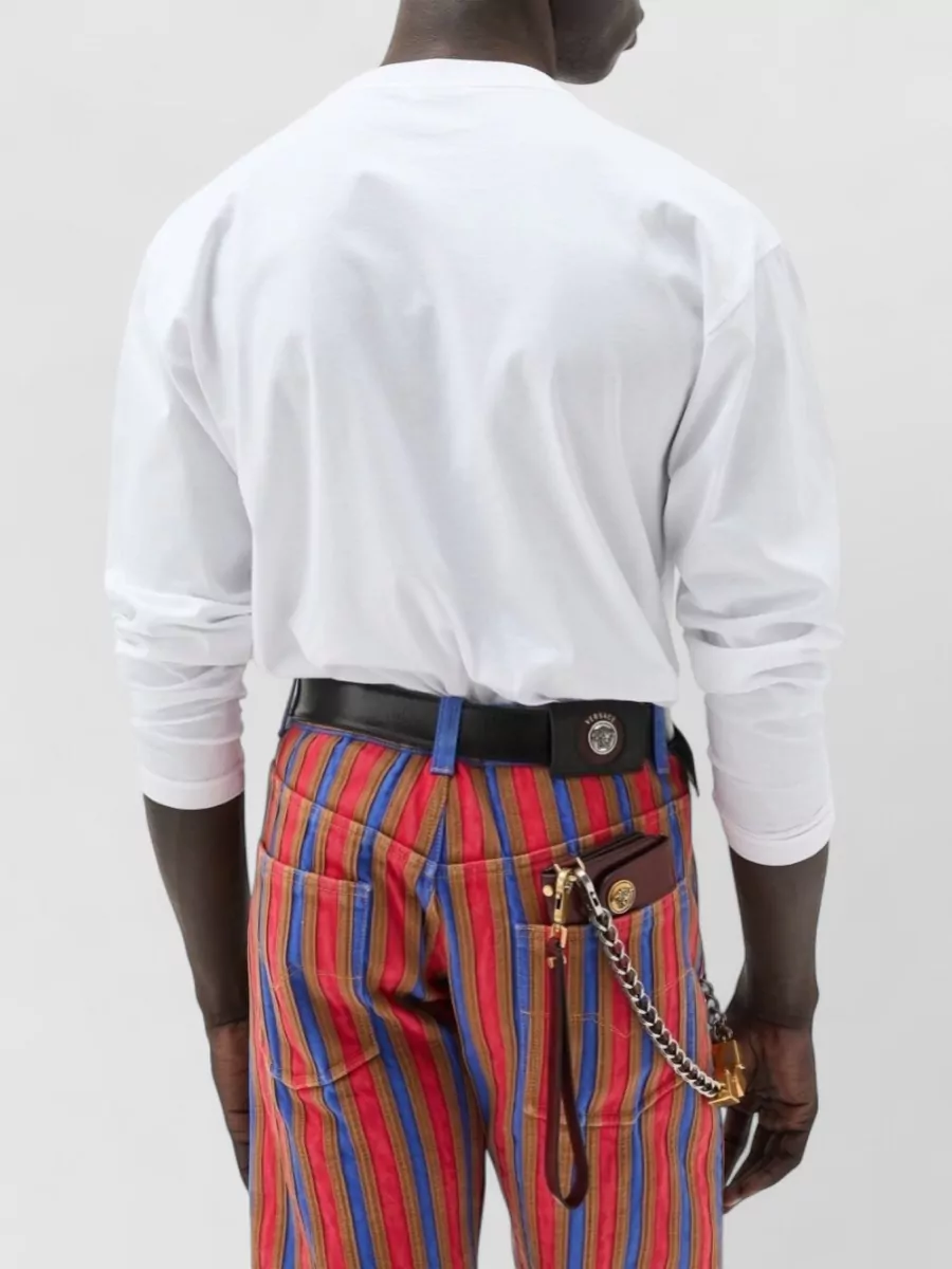 Versace Silk Blend Crew Neck T Shirt Pocket