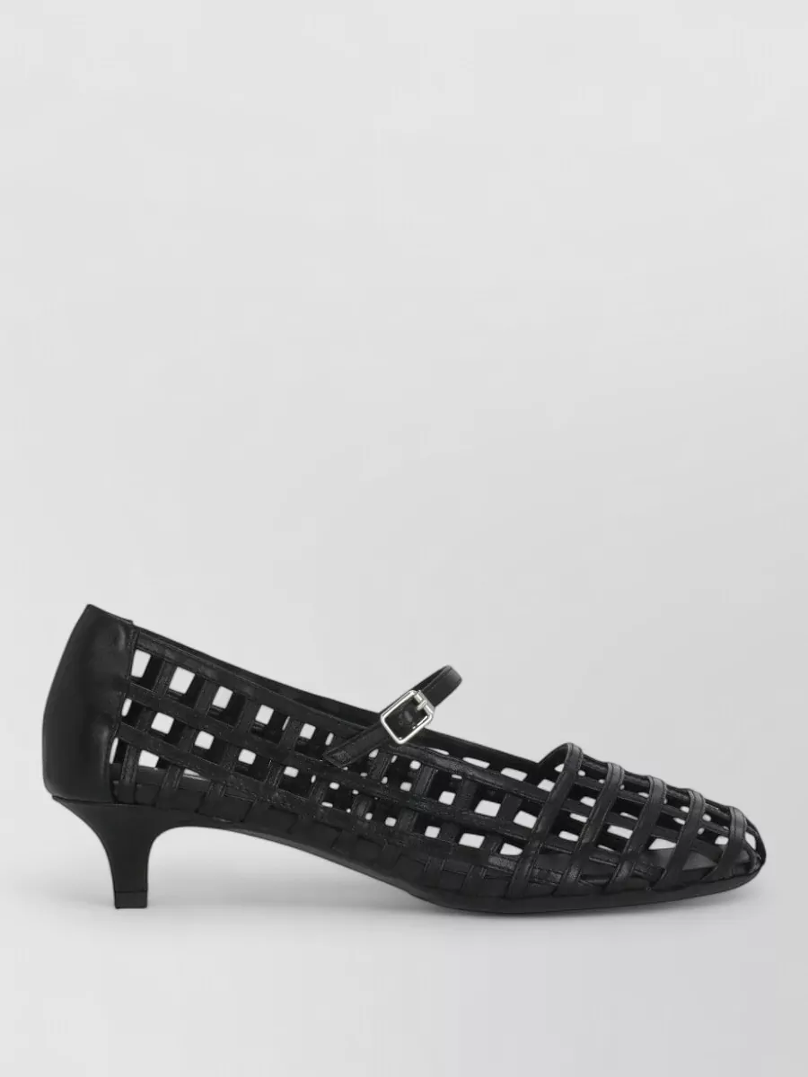 Ash Cutout Leather Ankle Strap Pumps