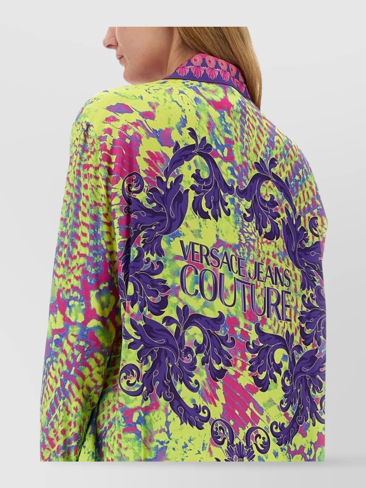 Versace Jeans Couture Printed Logo Shirt Collared Neck In Multi