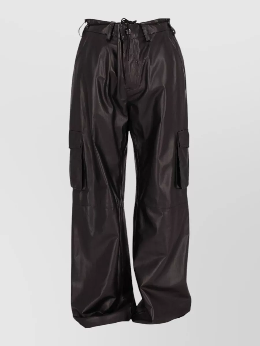 La Rose Leather wide-leg cargo trousers