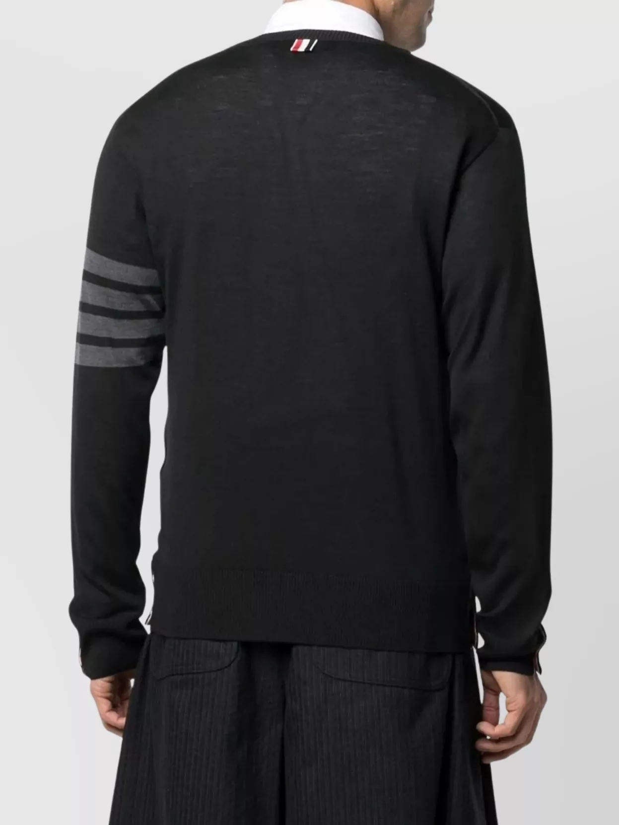Thom Browne Crewneck Pullover With Striped Arm Detail