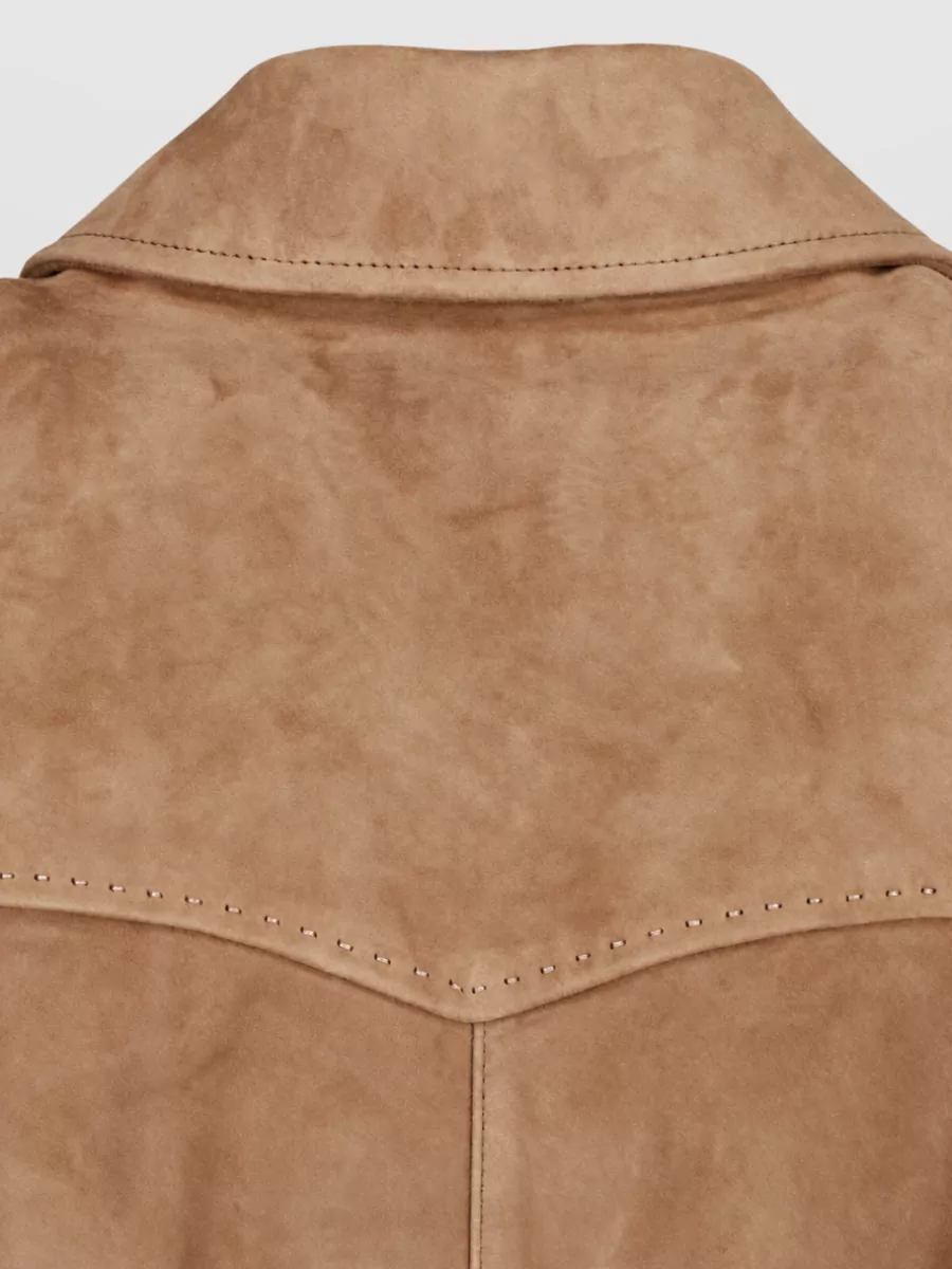 Low Classic Leather Single-Breasted Coat