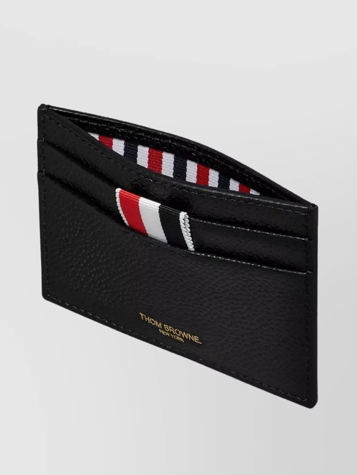 Thom Browne Embroidered Stripe Card Holder In Black