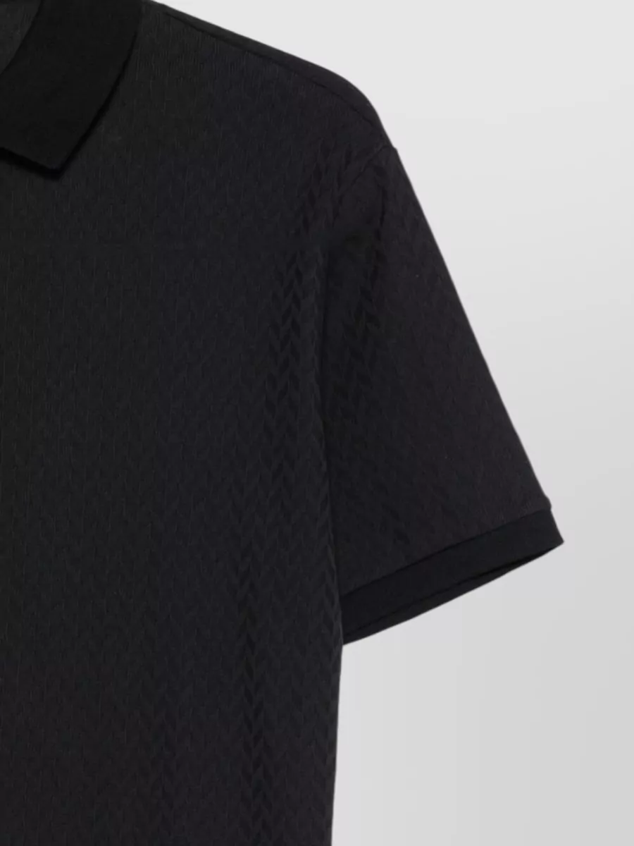 Emporio Armani Cotton Chevron-Knit Short-Sleeve Polo Shirt