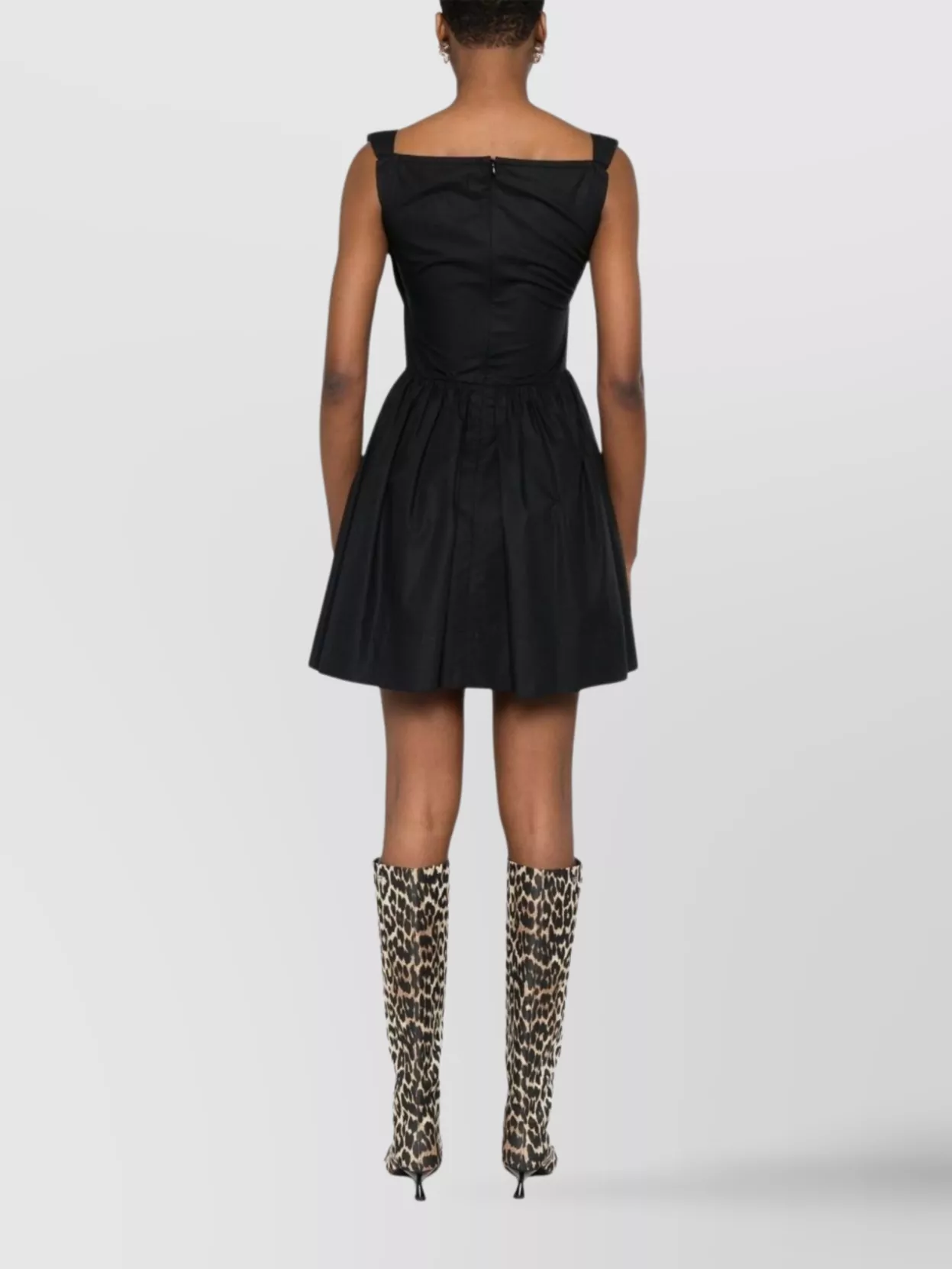 Vivienne Westwood Square Neckline Sleeveless Flared Skirt Mini Length Draped Detail In Black