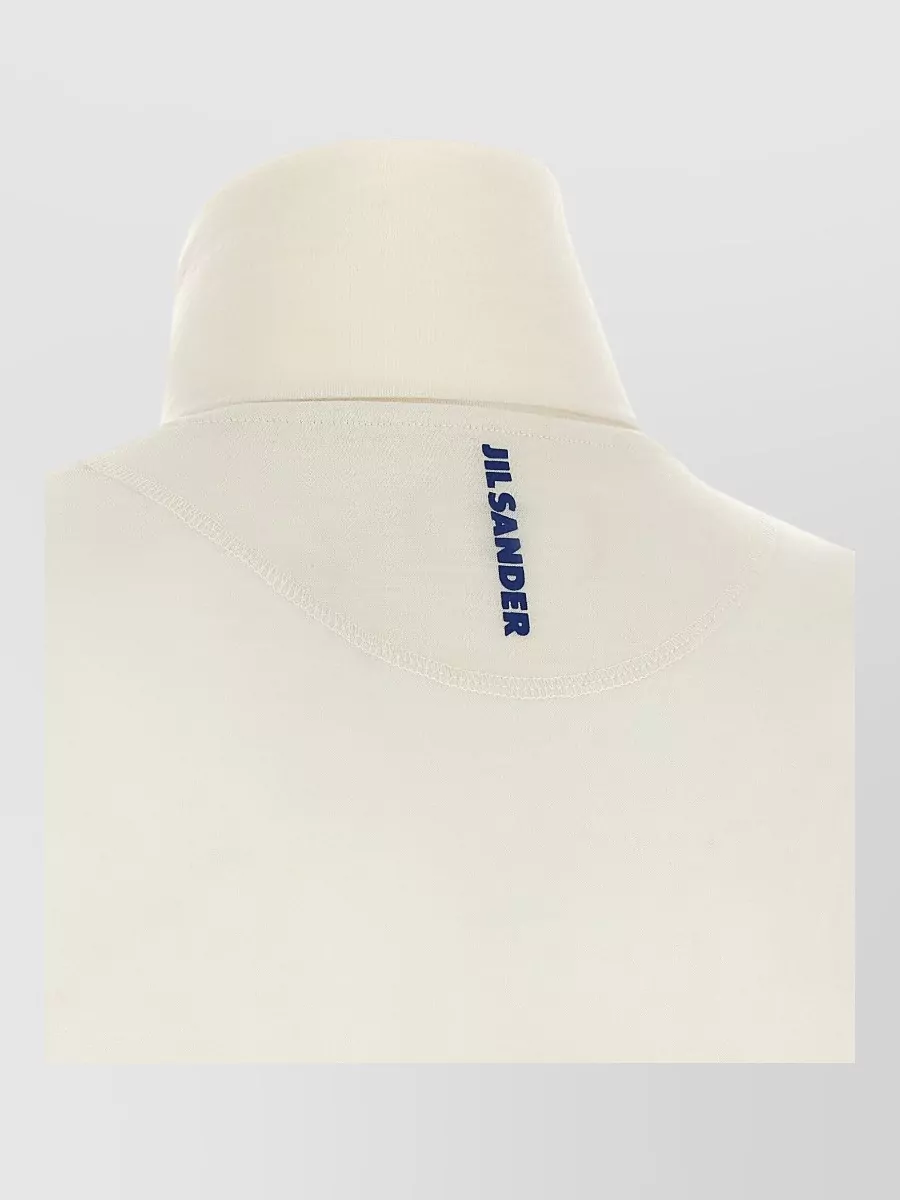 Jil Sander Virgin Wool Blend Half Zip Turtleneck Sweater