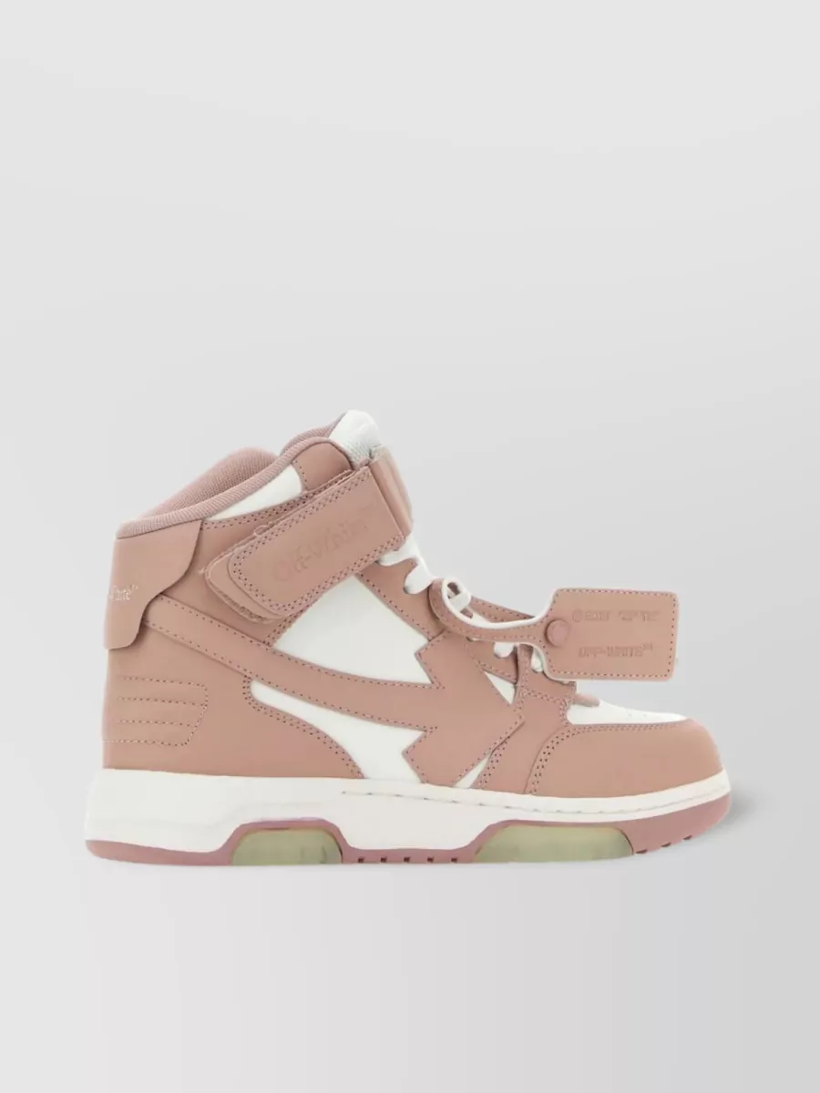 Off-white Bicolor Leather High-top Sneakers In Cream