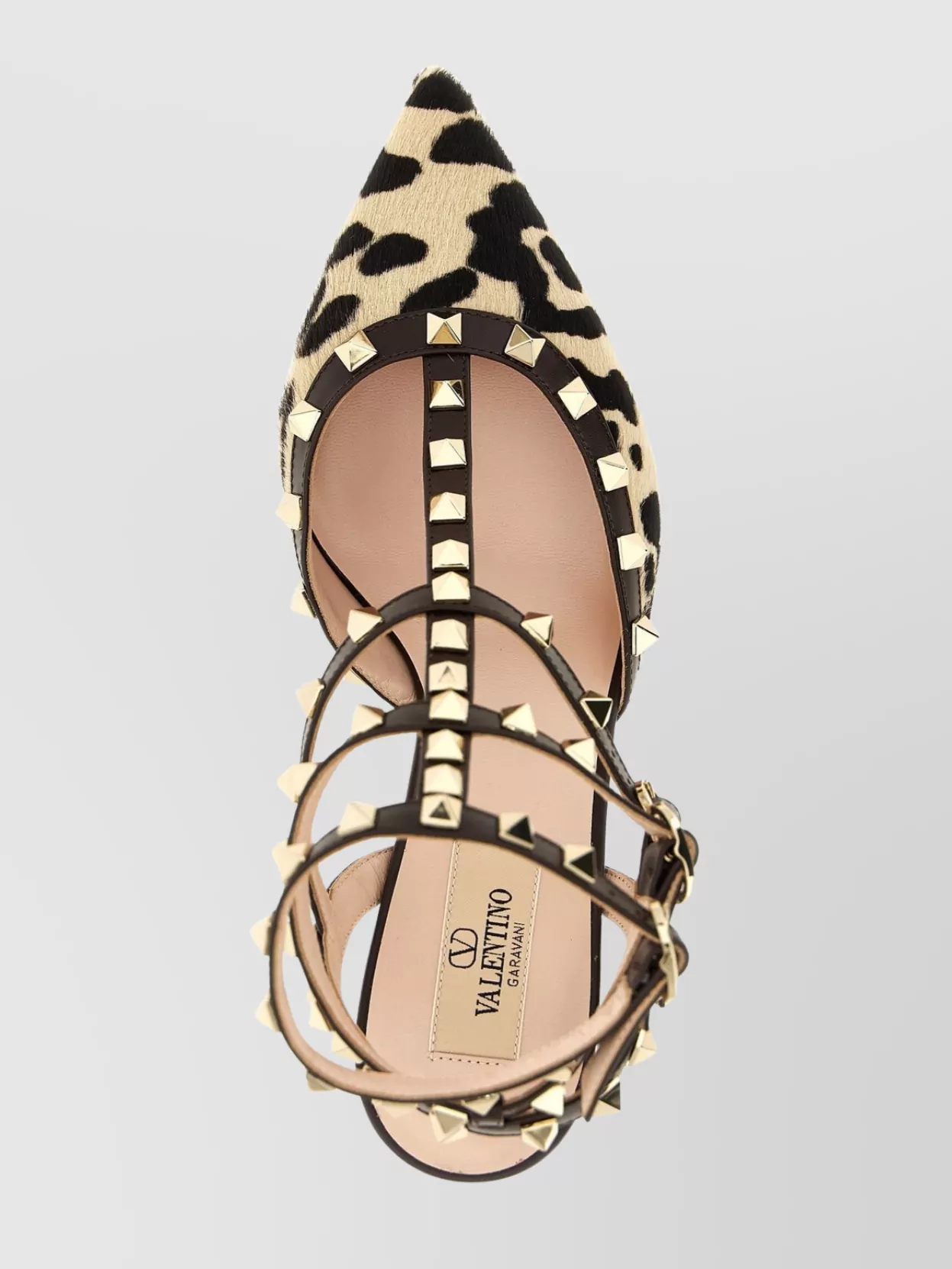 Valentino Rockstud Pointed Toe Animal Print Pumps In Multi