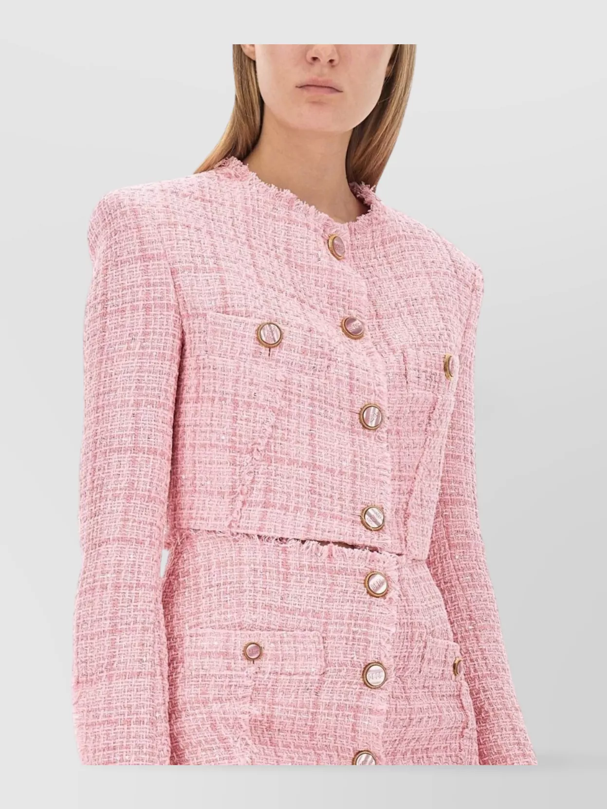 GCDS SHORT FRAYED EDGE TEXTURED JACKET