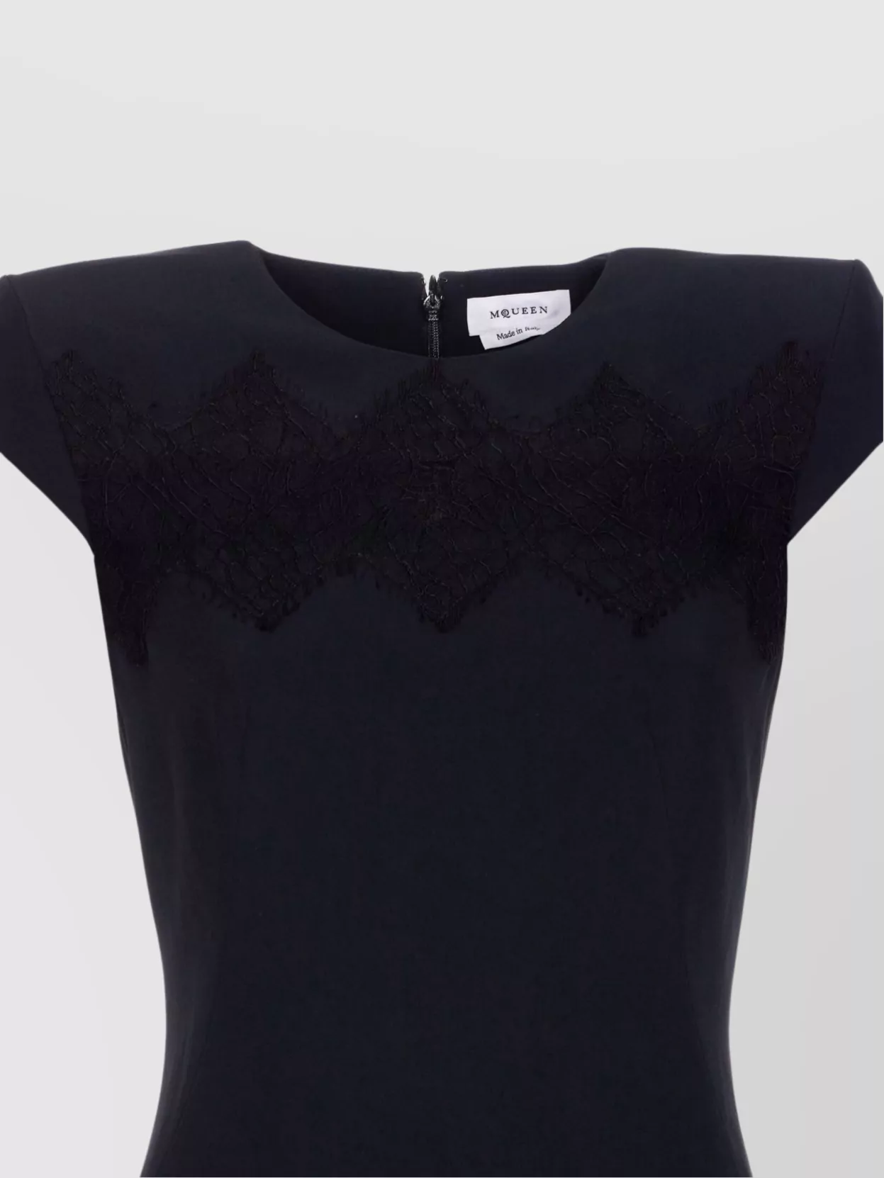 Alexander Mcqueen Slit Back Cap Sleeve Crewneck Lace Midi Dress