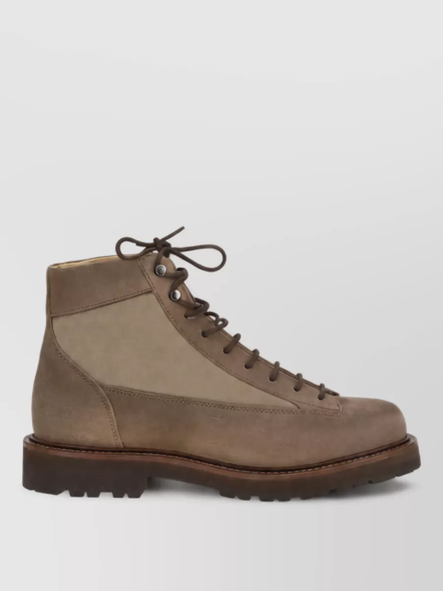Brunello Cucinelli Leather Lace-Up Boots