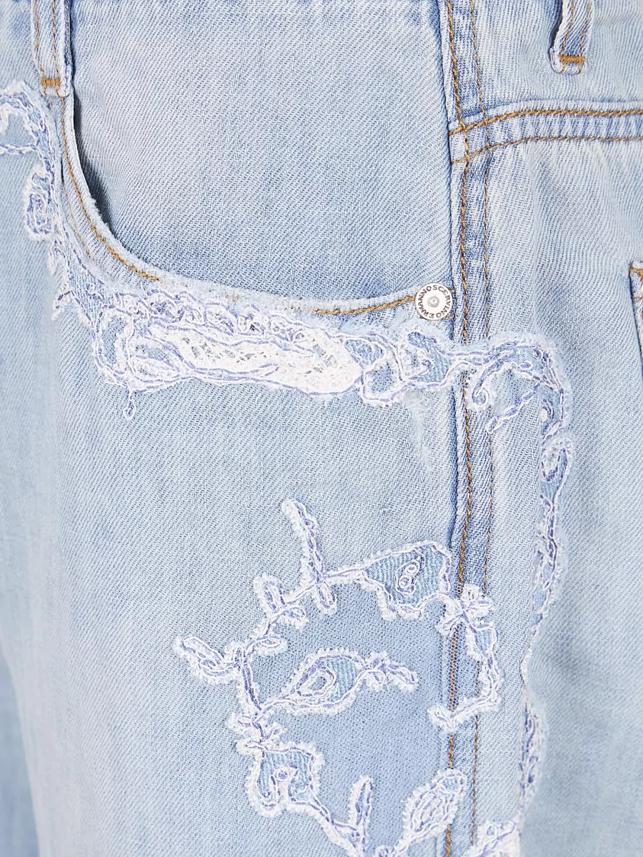 Ermanno Scervino Baggy Trousers Embroidered Accents Five Pocket Design