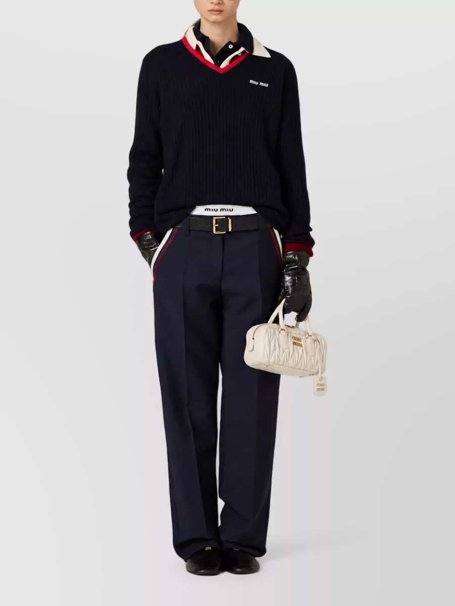 Miu Miu Mohair Straight Leg Tailored Trousers