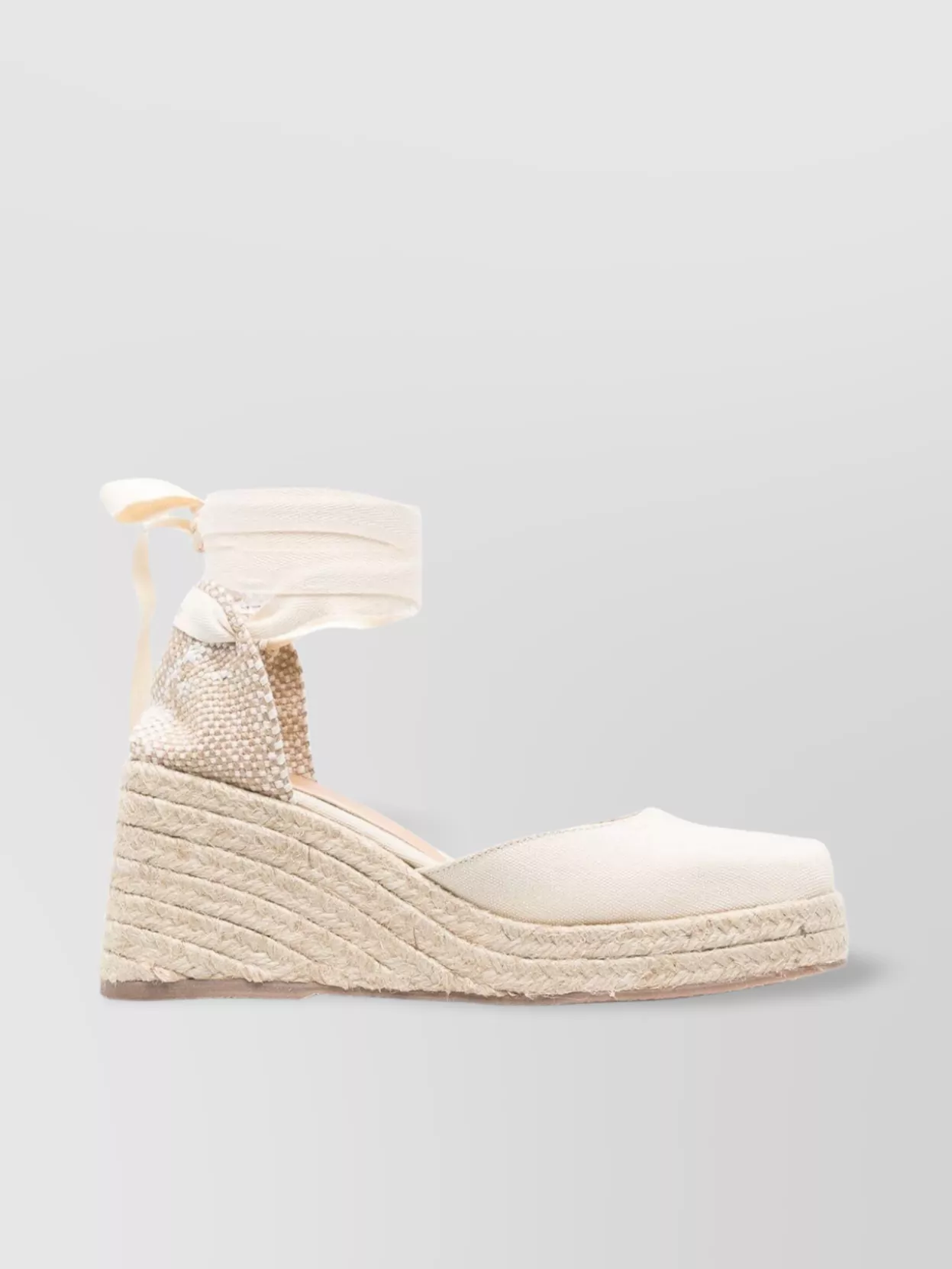 CASTAñER RAFFIA WEDGE ESPADRILLES IN CALF LEATHER