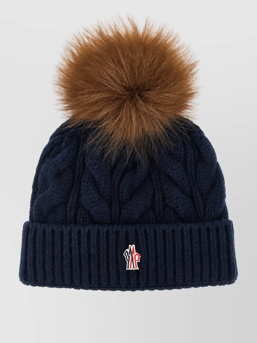 Moncler Grenoble cashmere wool ribbed pom-pom beanie