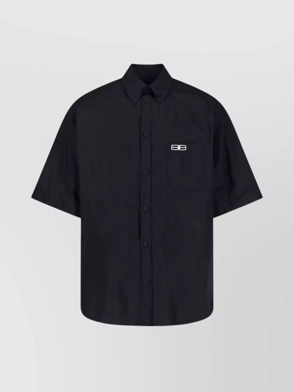 Balenciaga Short Sleeve Button-down Collar Shirt In Black