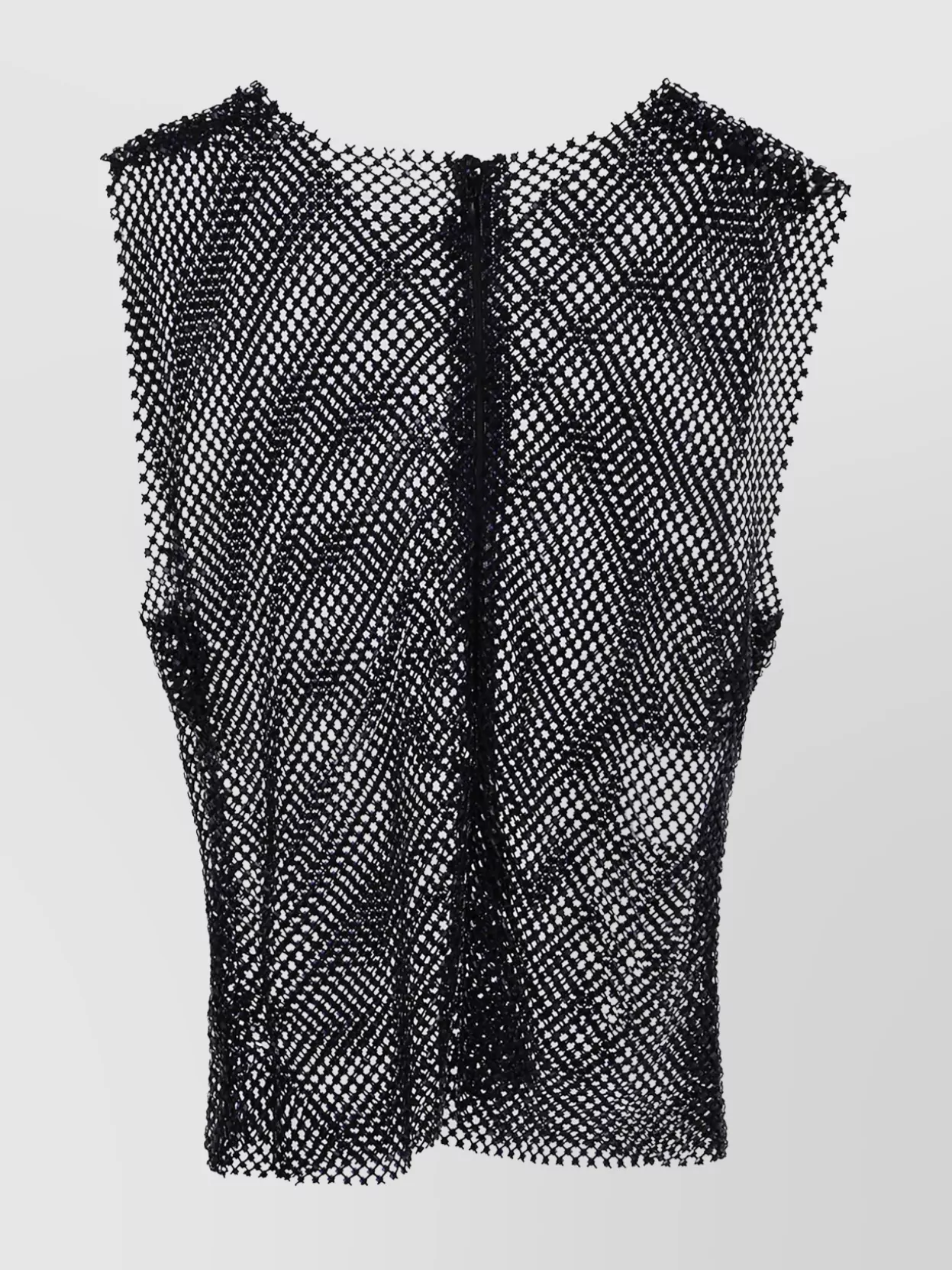 Alberta Ferretti Mesh Overlay Sleeveless Scoop Neck Top