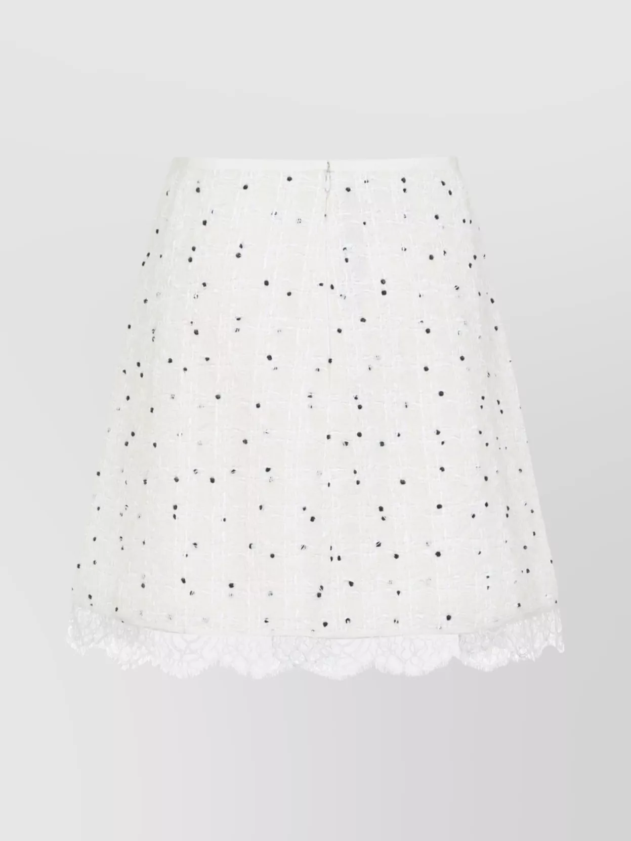 Giambattista Valli Polka Dot A-line Skirt With Lace Trim In White
