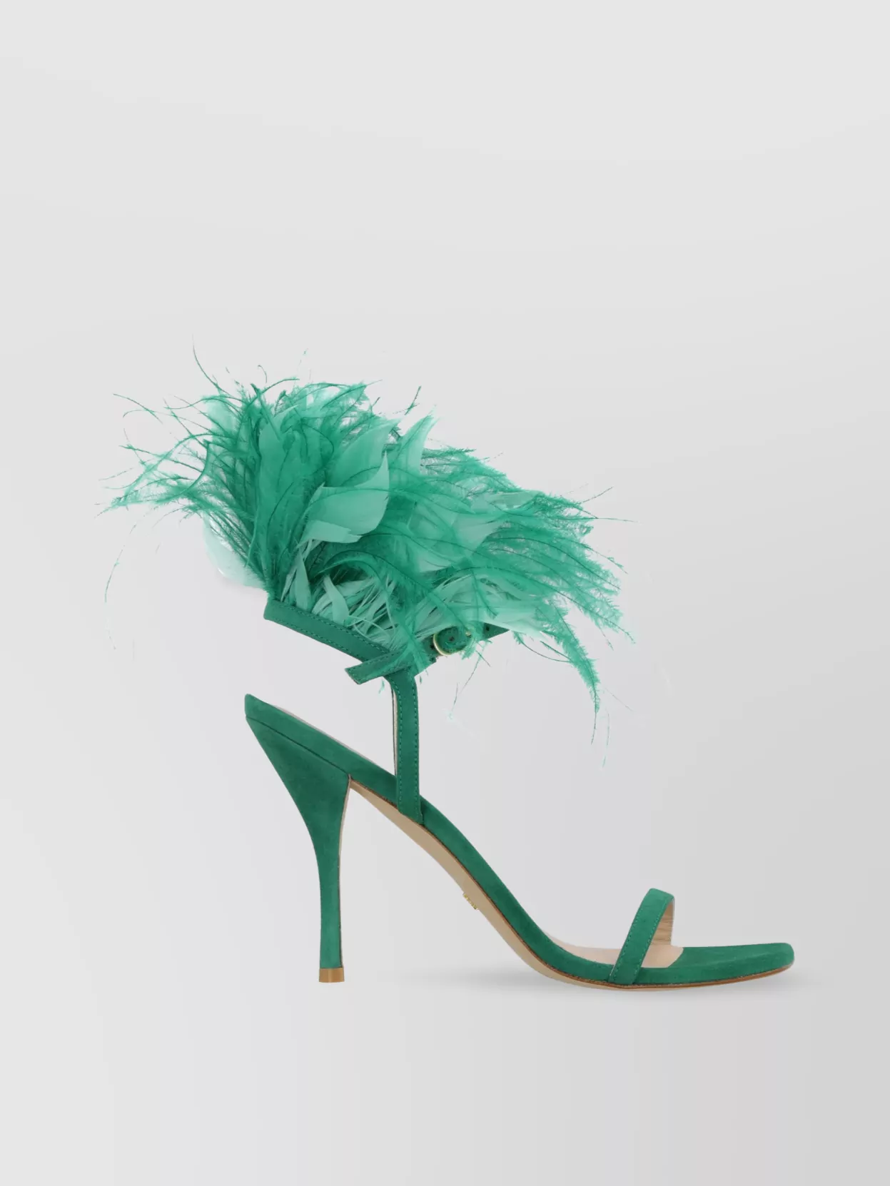 Stuart Weitzman Feather Detail Stiletto Heel Sandals