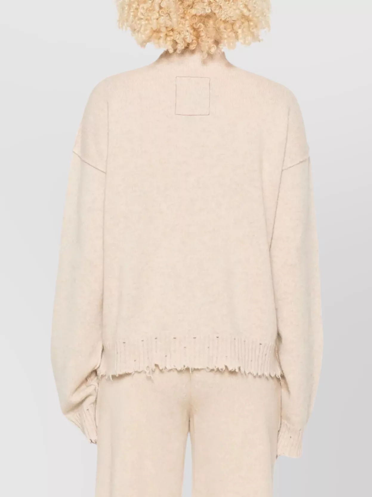 Uma Wang Cashmere Fringed Hem Long Sleeve Sweater