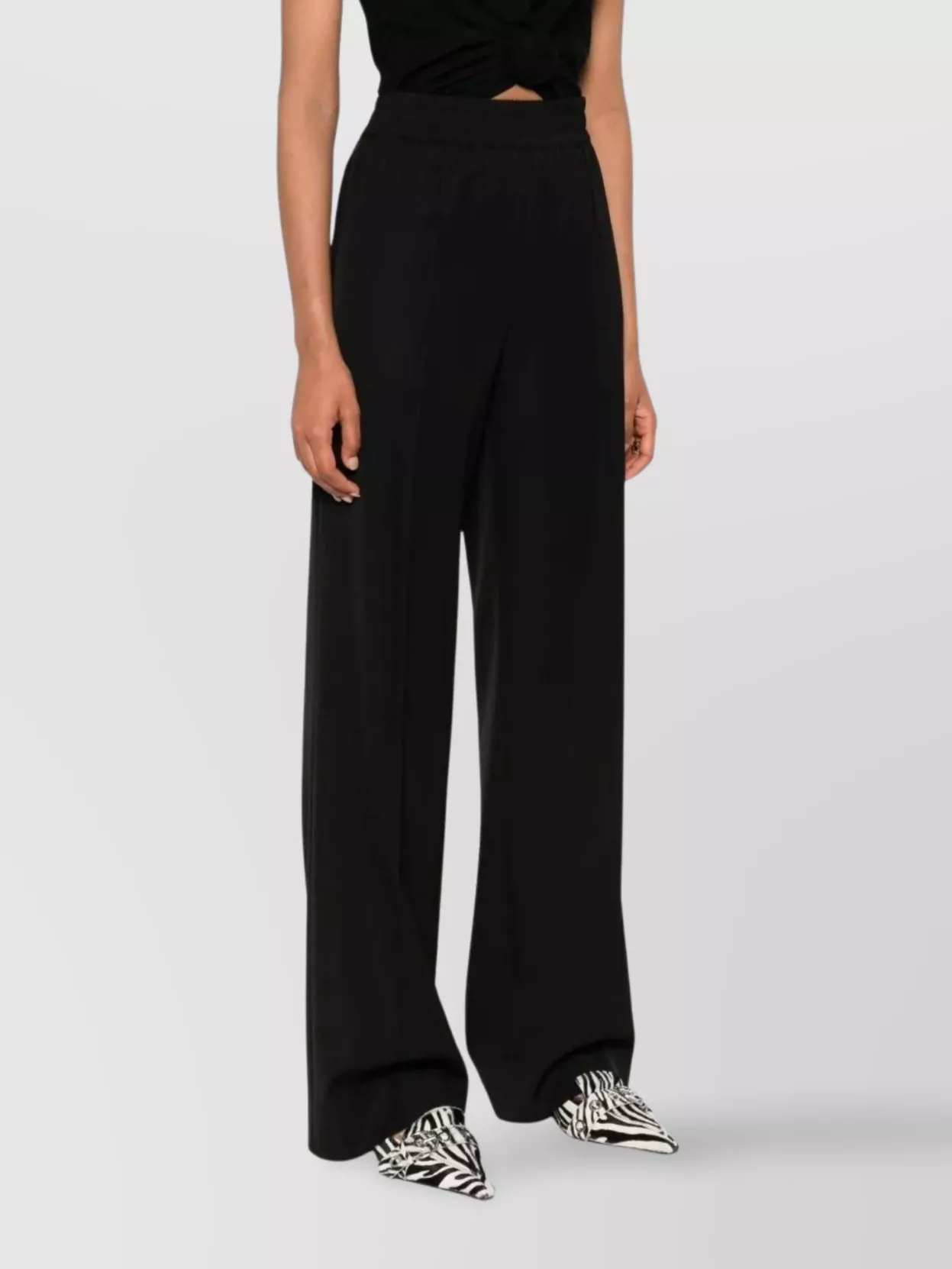 Dolce & Gabbana Straight-leg High Waist Trousers With Wide Leg In Black