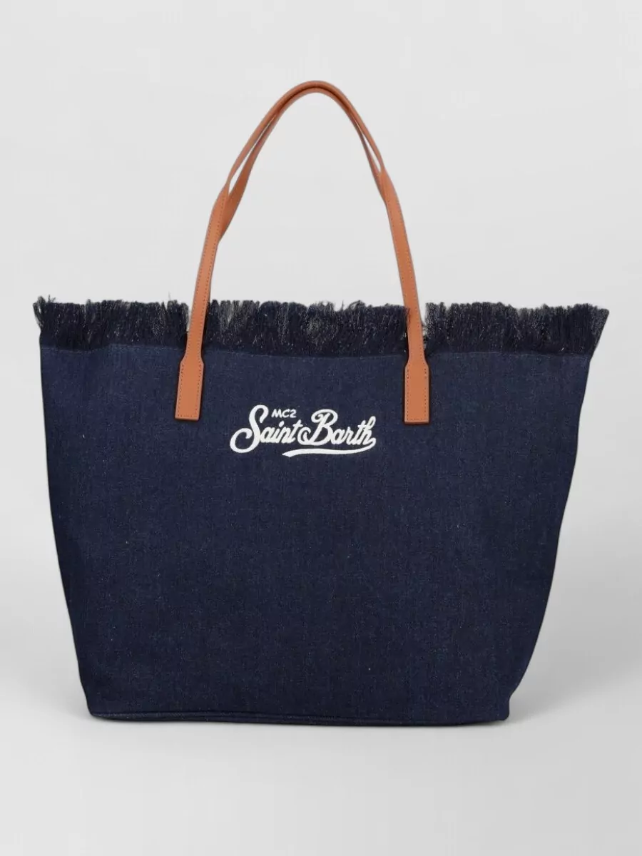 Mc2 Saint Barth fringed denim tote bag