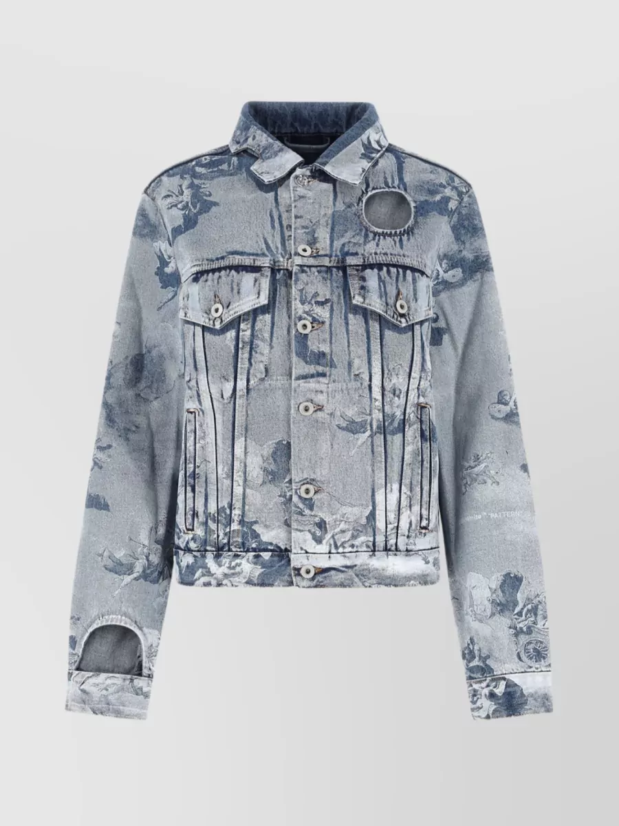 Shop Off-white Meteor Print Denim Jacket In Grey