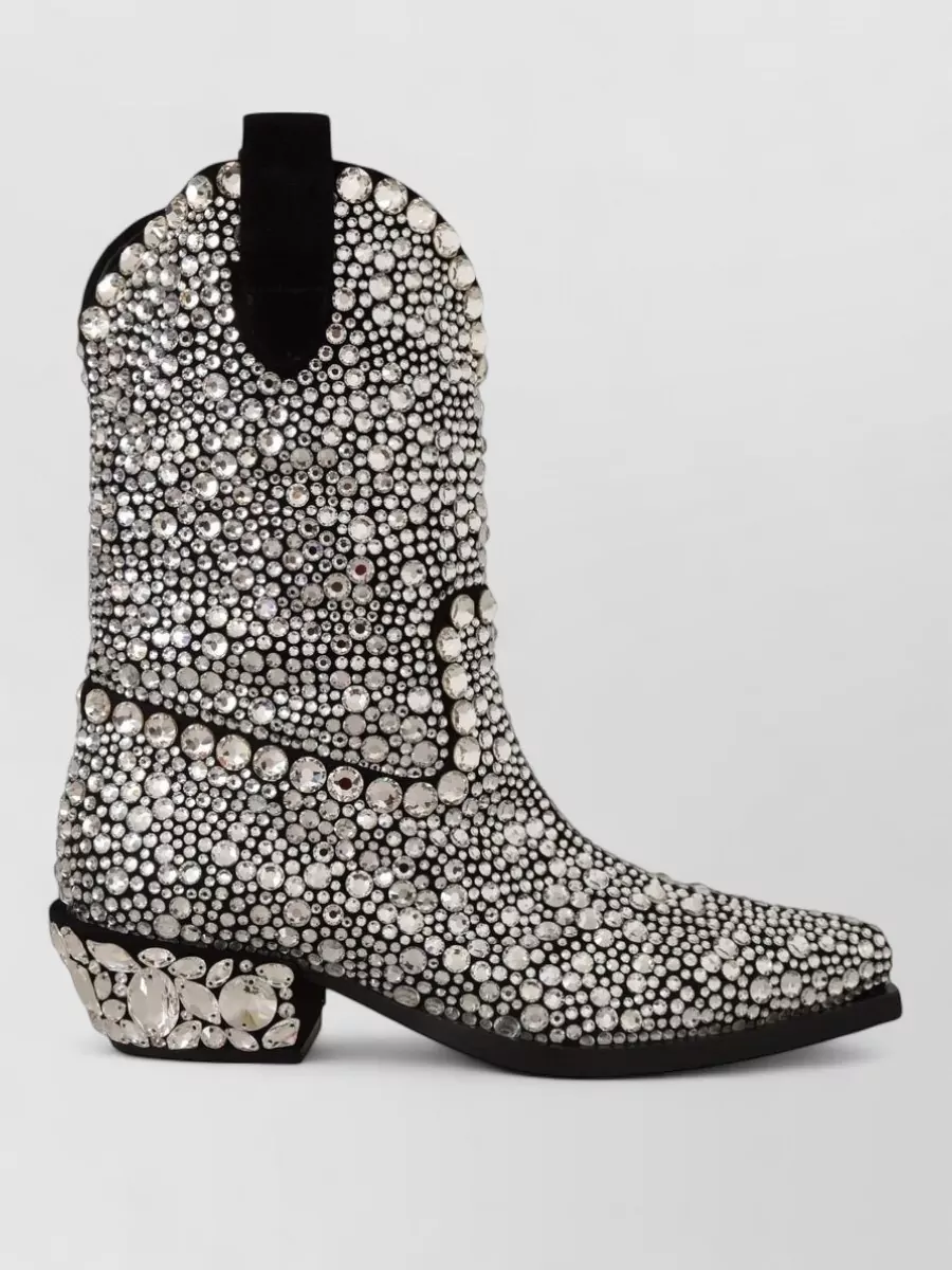 Dolce&Gabbana Suede Crystal-Embellished Cowboy Boots